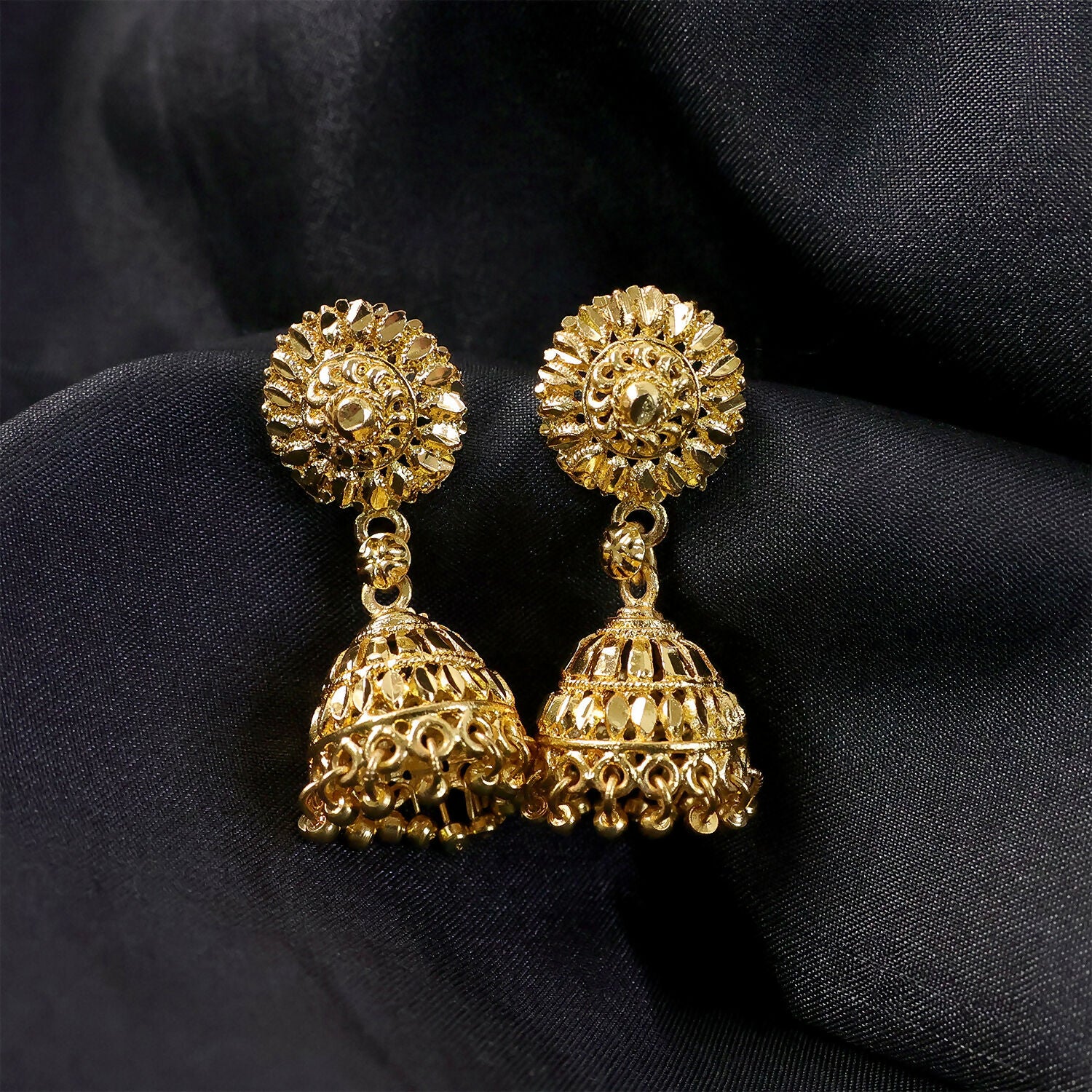 Gold Plated Jhumka Earrings – Ethnic Festive Jewelry for Women - Image 4
