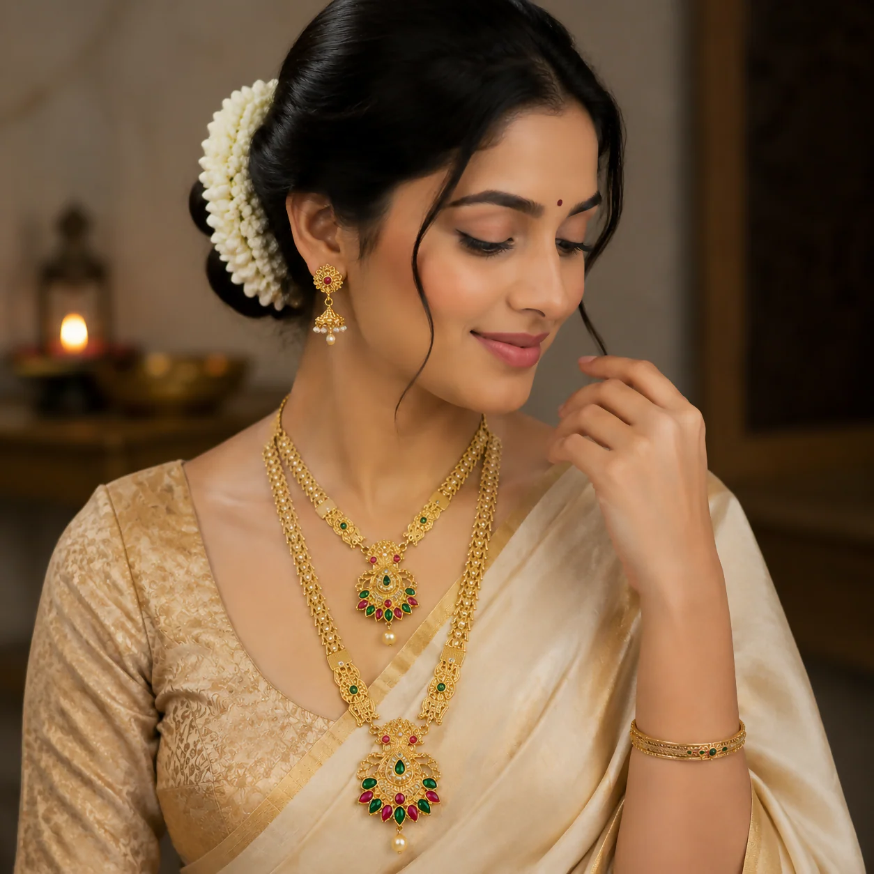 Traditional Gold Plated Necklace Set for Girls and Women Elegant Jewellery Set - Image 3