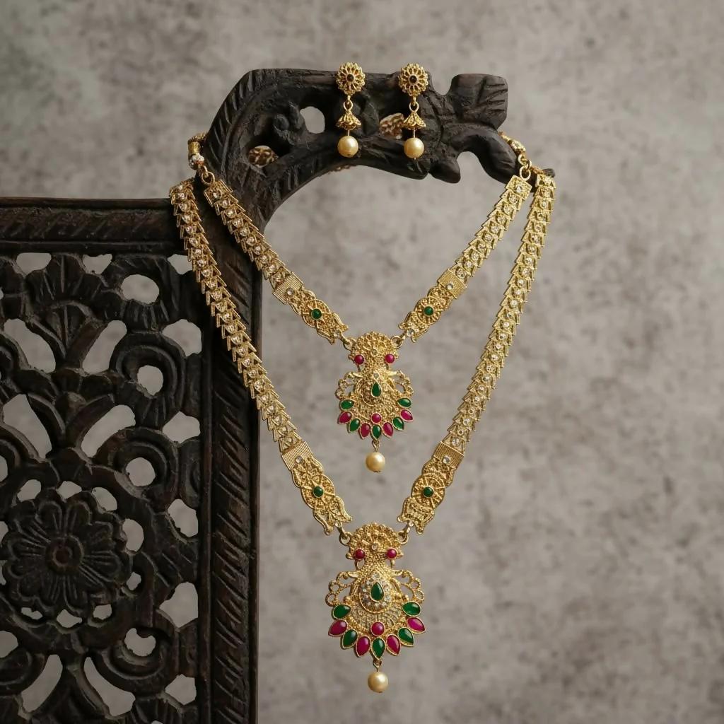Traditional Gold Plated Necklace Set for Girls and Women Elegant Jewellery Set - Image 4