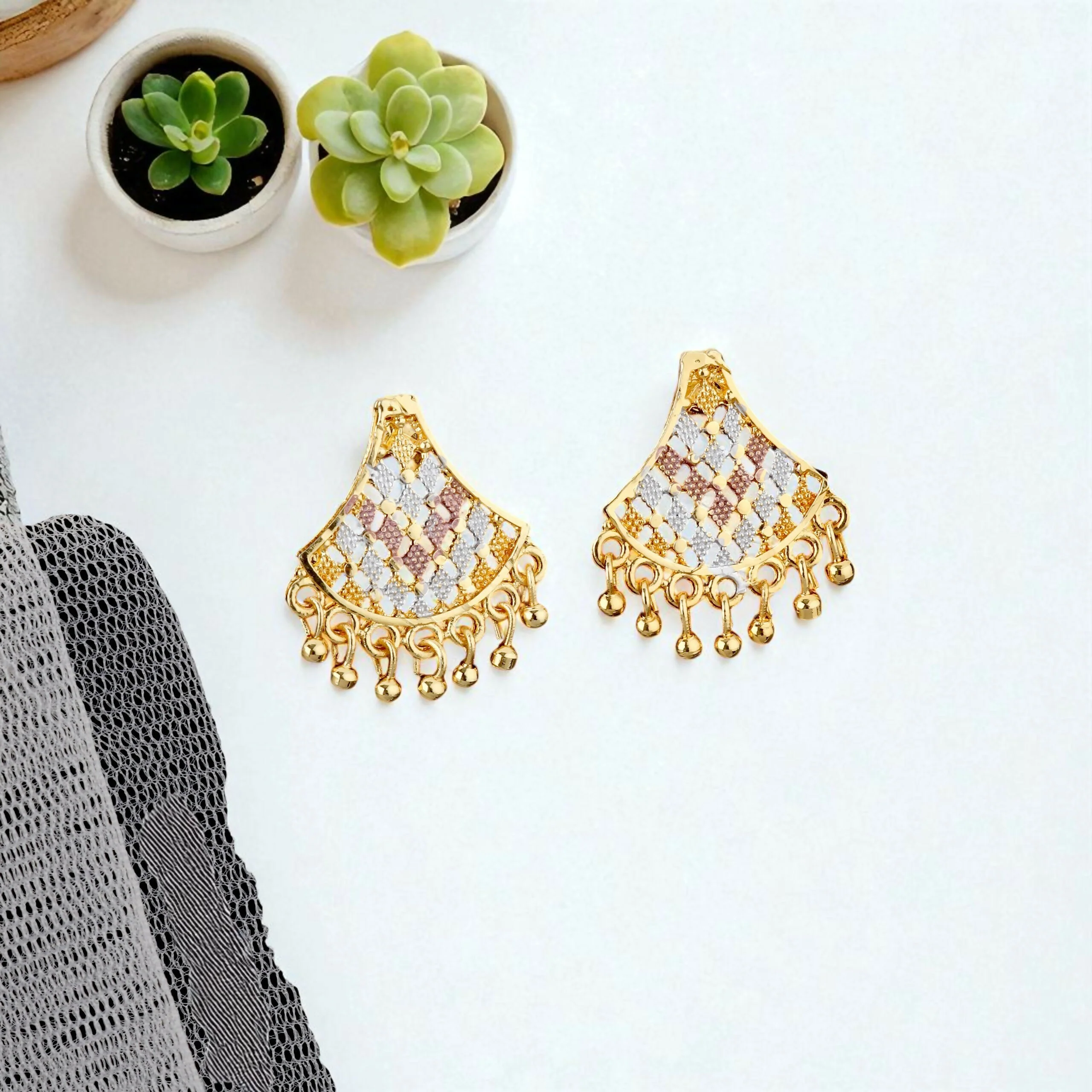 Gold-Plated Pankhi Design Necklace Set with Multicolor Enamel - Image 4