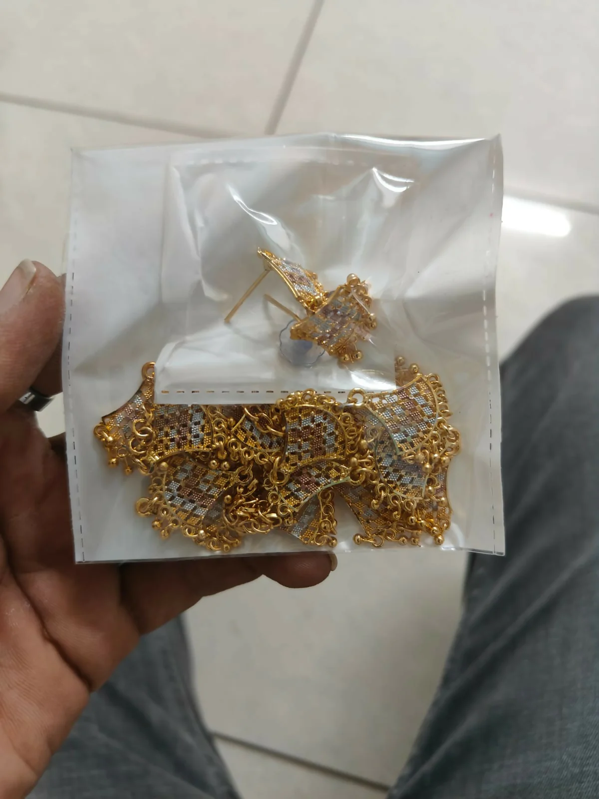 Gold-Plated Pankhi Design Necklace Set with Multicolor Enamel - Image 5