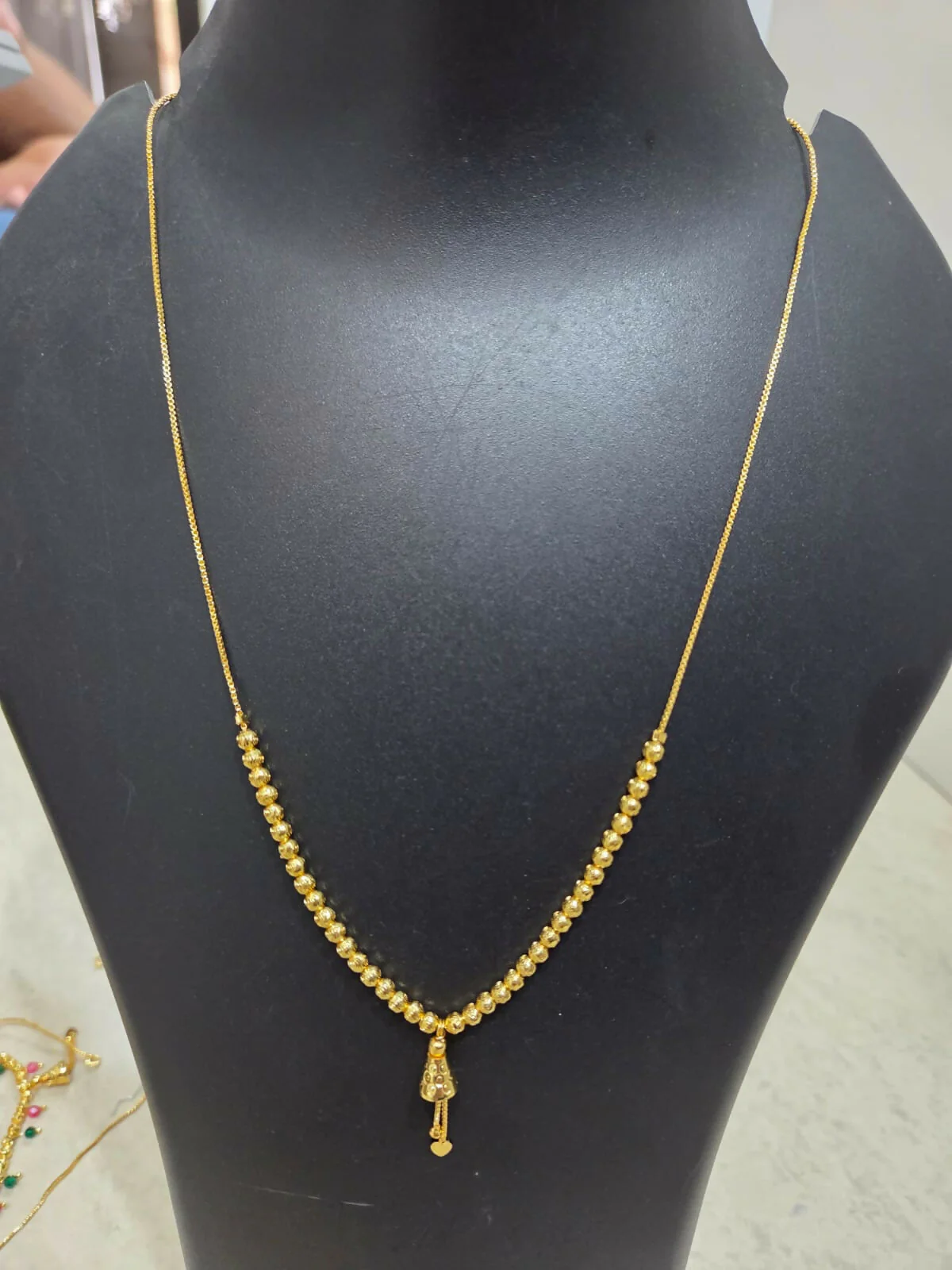 Traditional Gold Tone Beaded Pendant Chain Necklace Ethnic Jeweller... - Image 4