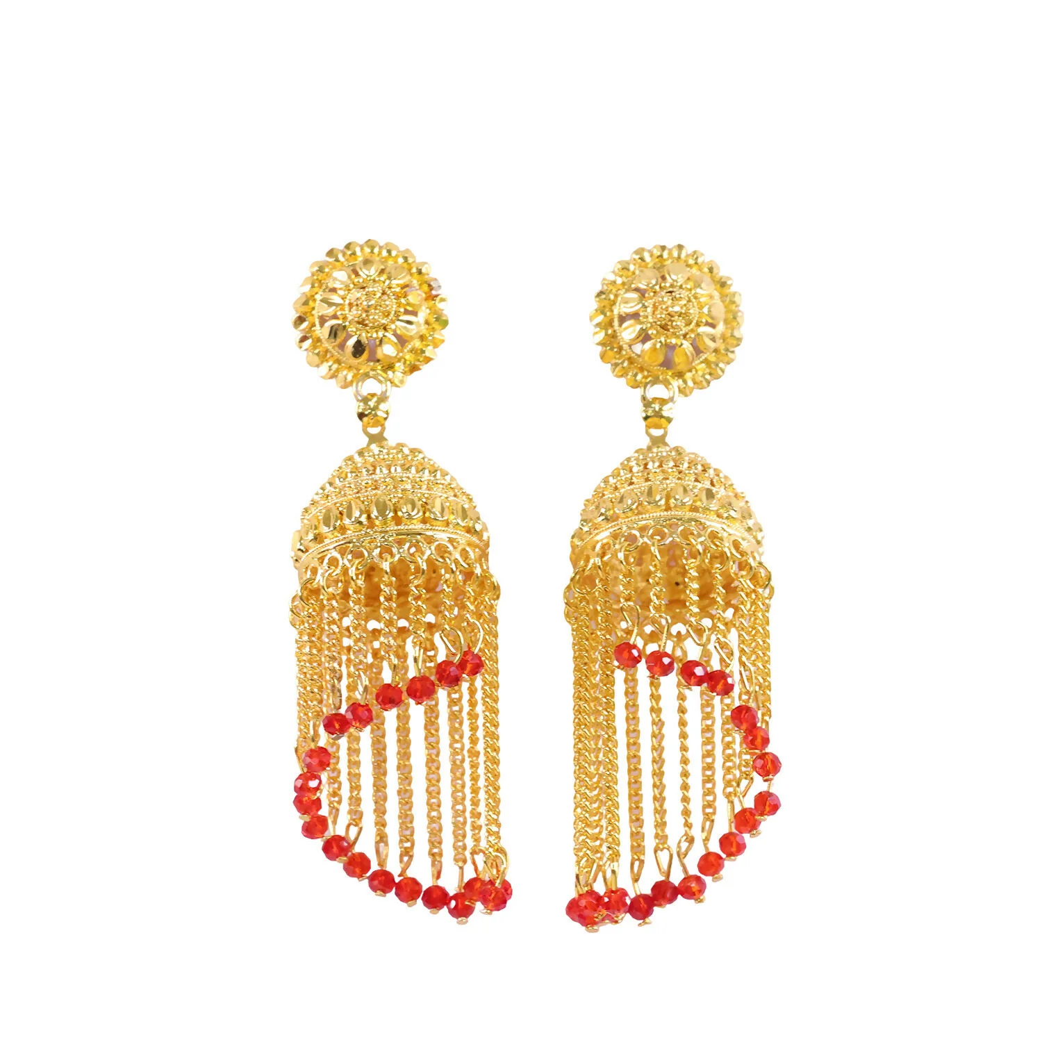 Traditional Jhumka Earrings – Elegant Ethnic Gold-Tone Design - Image 5