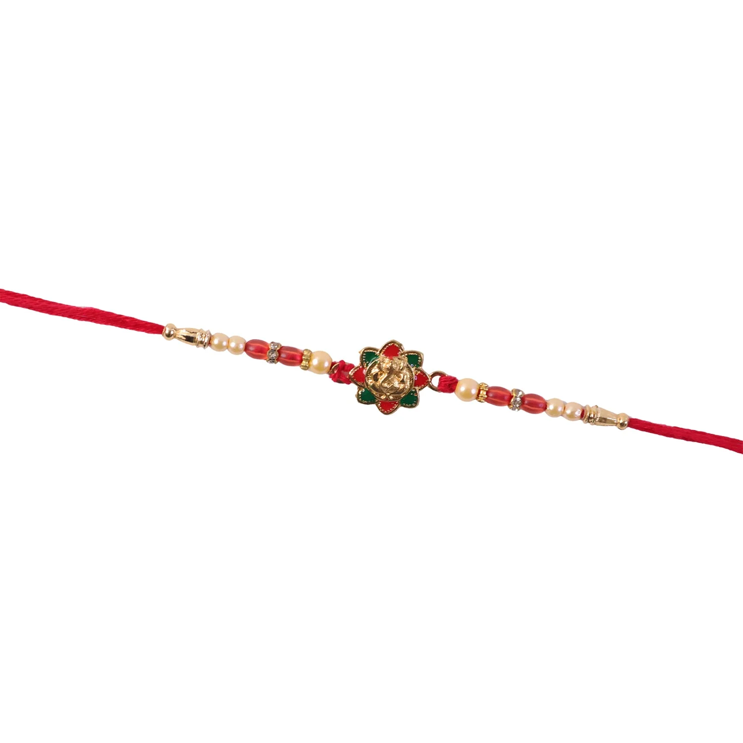 Traditional Golden Floral Meenakari Rakhi – Elegant Festive Gift - Image 5