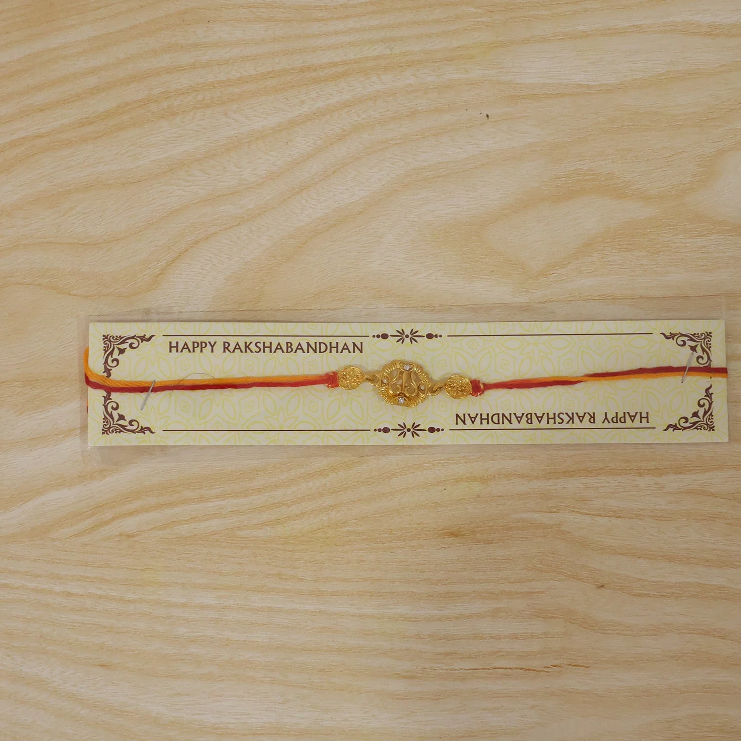 Traditional Rakhi – Golden Om Leaf Design for Brother - Image 7