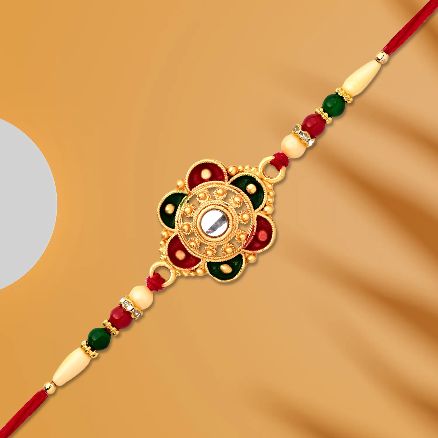 Traditional Rakhi with Floral Beads – Festive Symbol of Love - Image 2