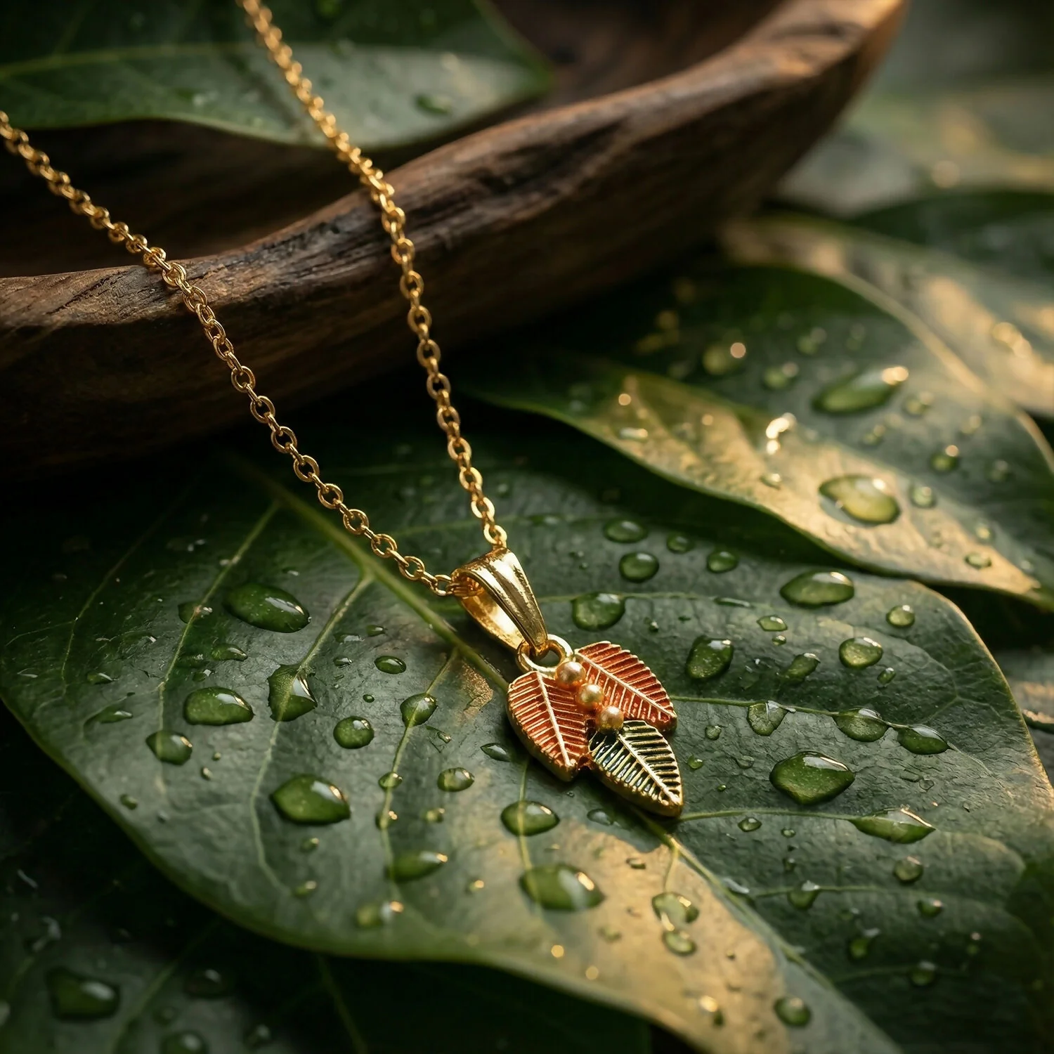 Leaf Pendant Necklace – Elegant Traditional Design for Women - Image 2