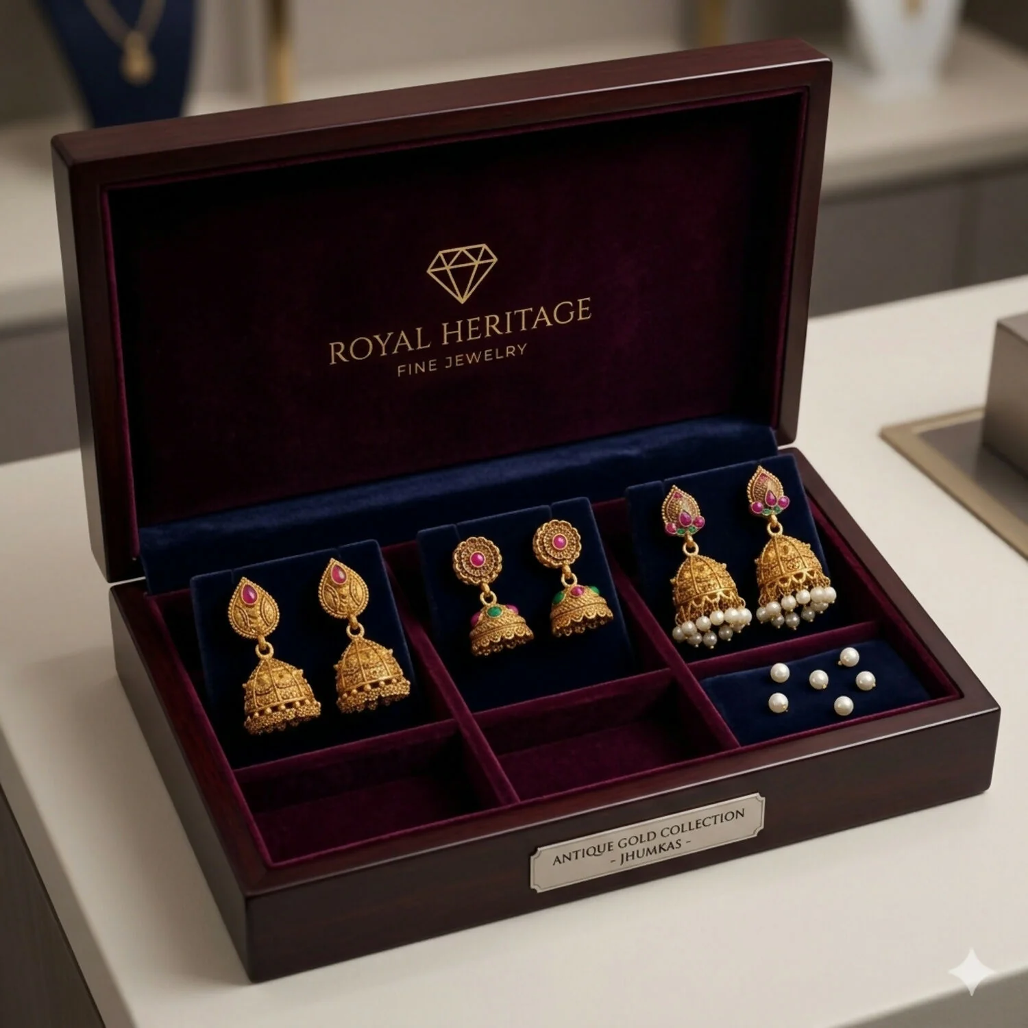 Traditional Matte Gold Jhumka Earrings Festive Combo Pack – Curated Set of 3 Pairs