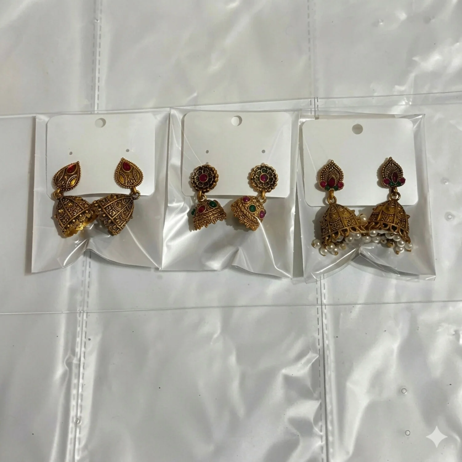 Traditional Matte Gold Jhumka Earrings Festive Combo Pack – Curated Set of 3 Pairs - Image 5