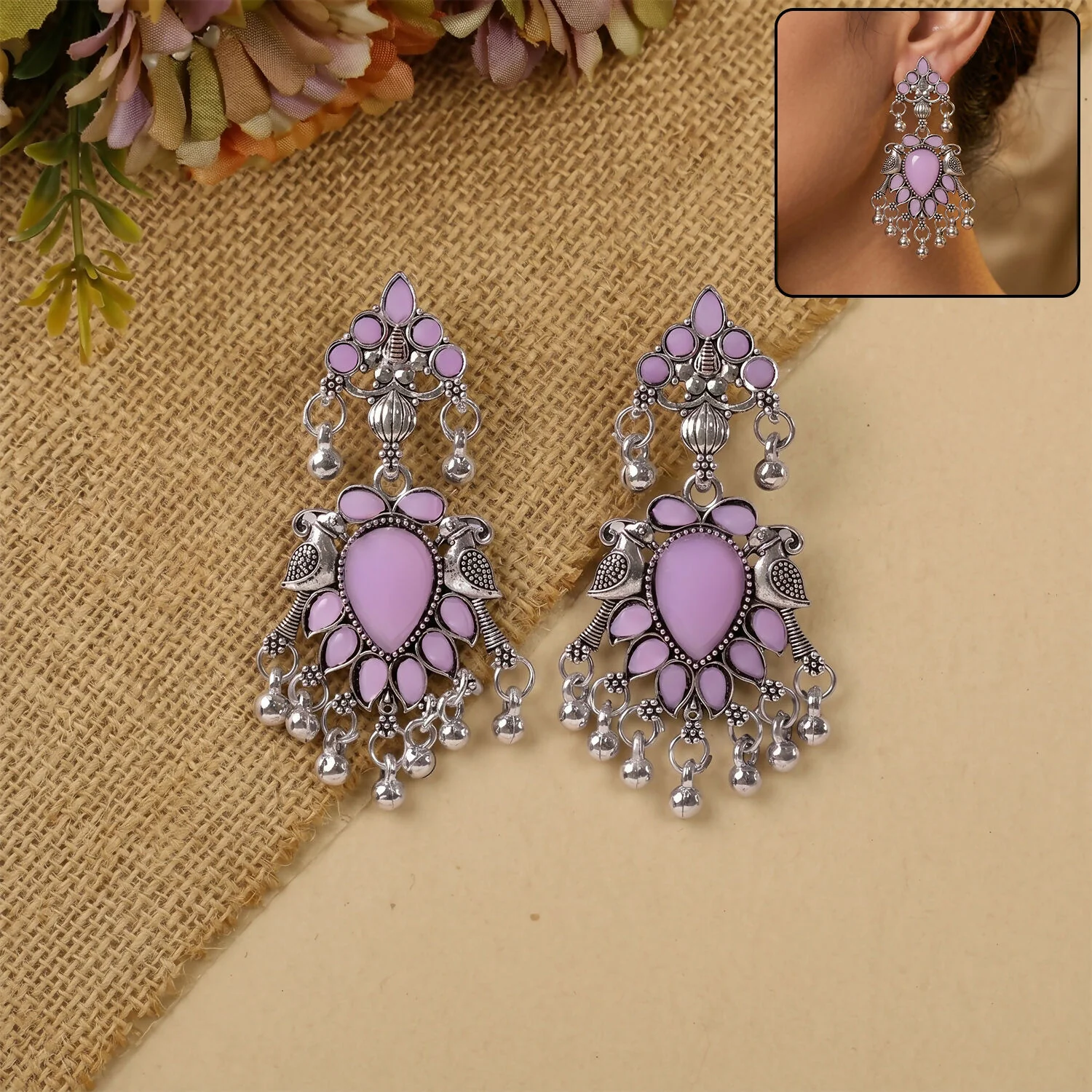Traditional Oxidised SilverChandbali Earrings – Elegant Ethnic Design - Image 9