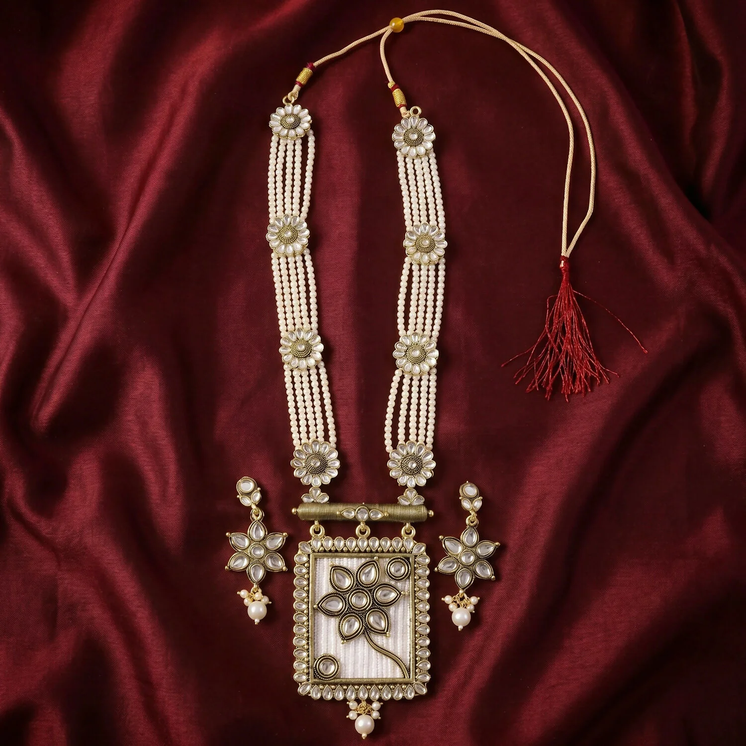 Pearl & Floral Necklace Set – Perfect Festive Accessory - Image 2