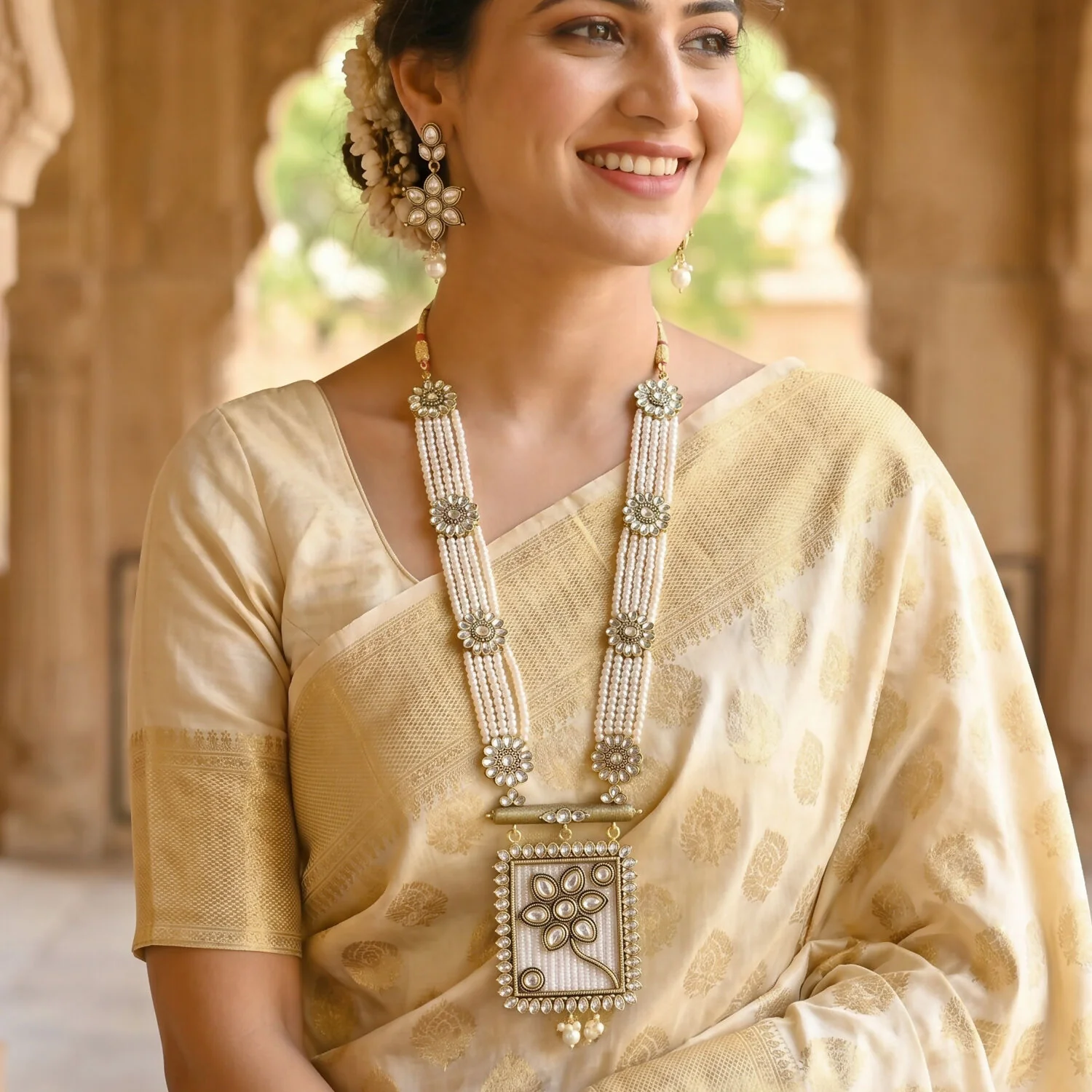 Pearl & Floral Necklace Set – Perfect Festive Accessory - Image 5