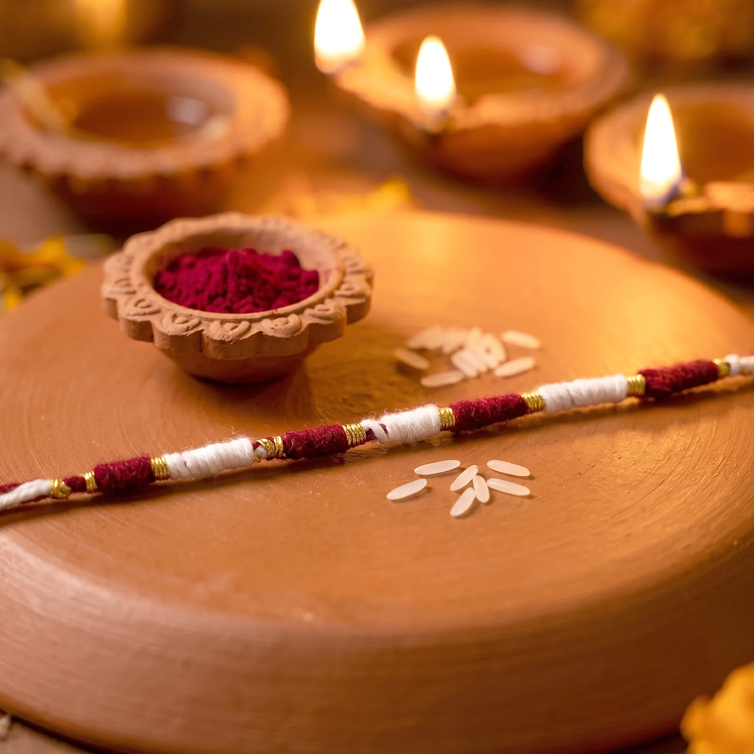 Traditional Pearl Beaded Rakhi – Elegant Festive Design for Raksha Bandhan - Image 5