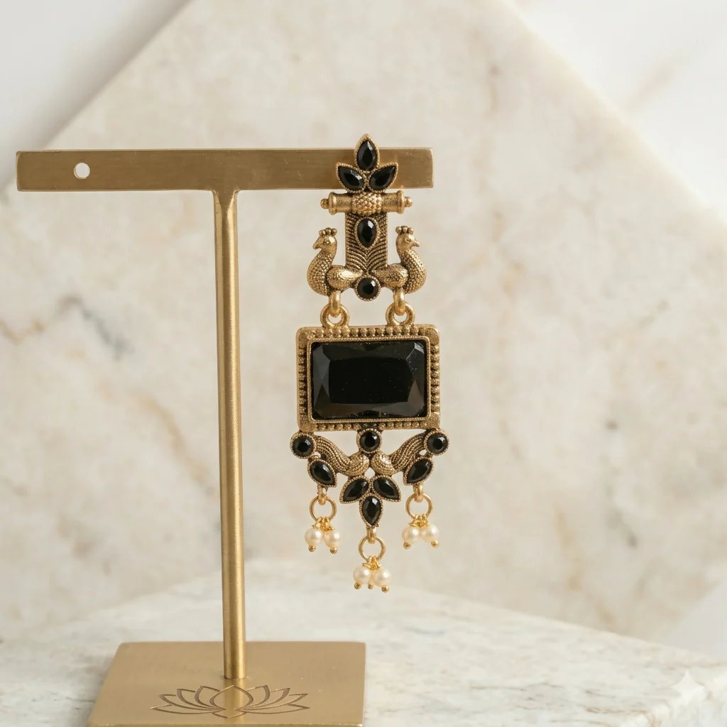 Traditional Pearl Drop Earrings – Elegant Ethnic Jewellery for Weddings - Image 4