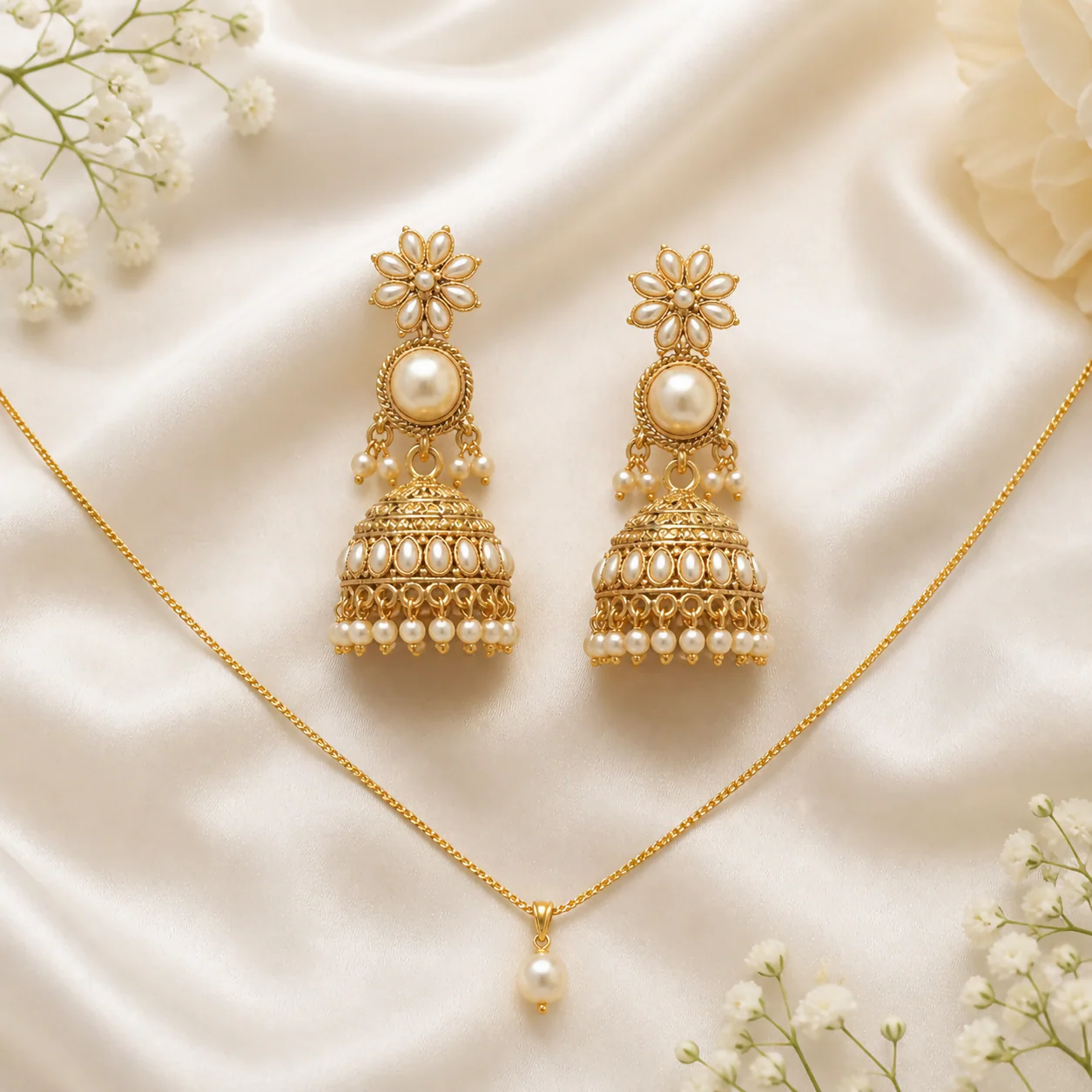 Oxidised Pearl Jhumka Earrings – Elegant Ethnic Party Wear