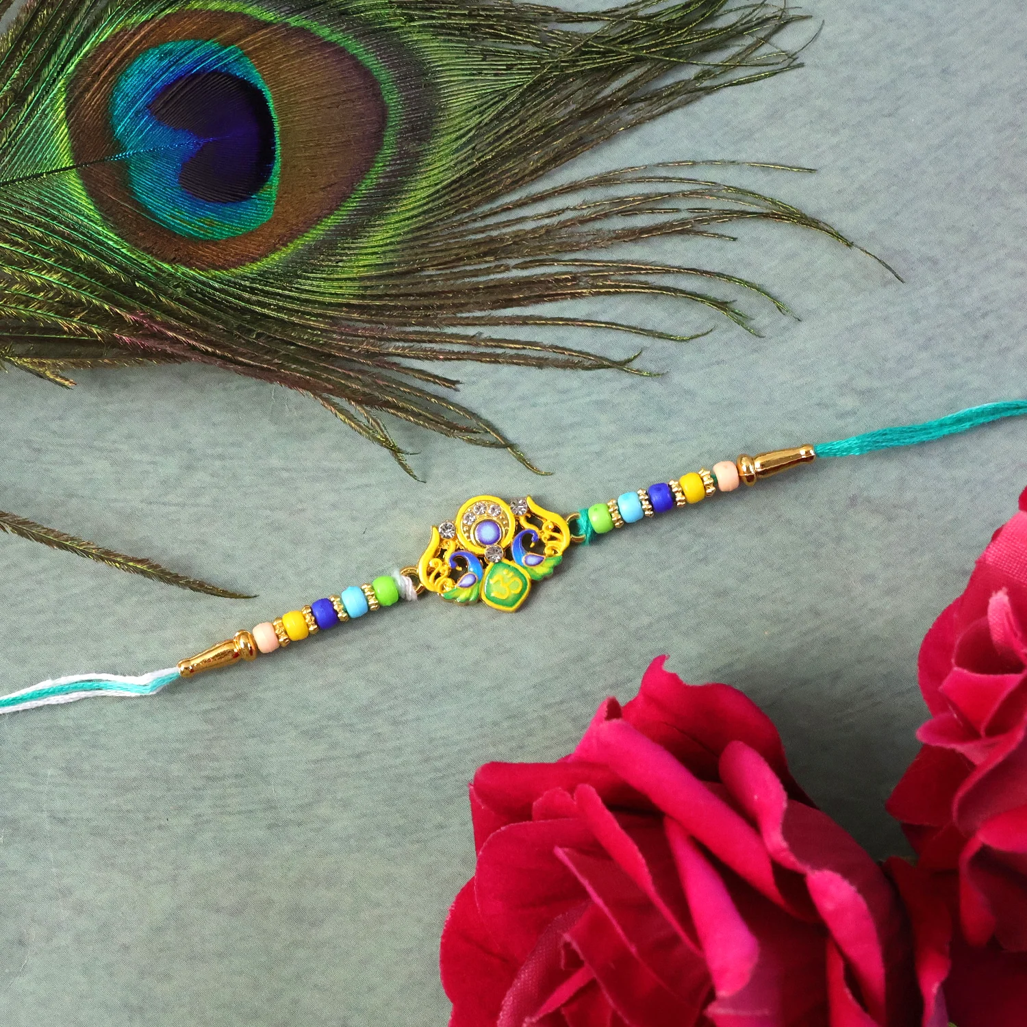 Rakhi – Traditional Colorful Beads and Yellow Thread for Brother - Image 5