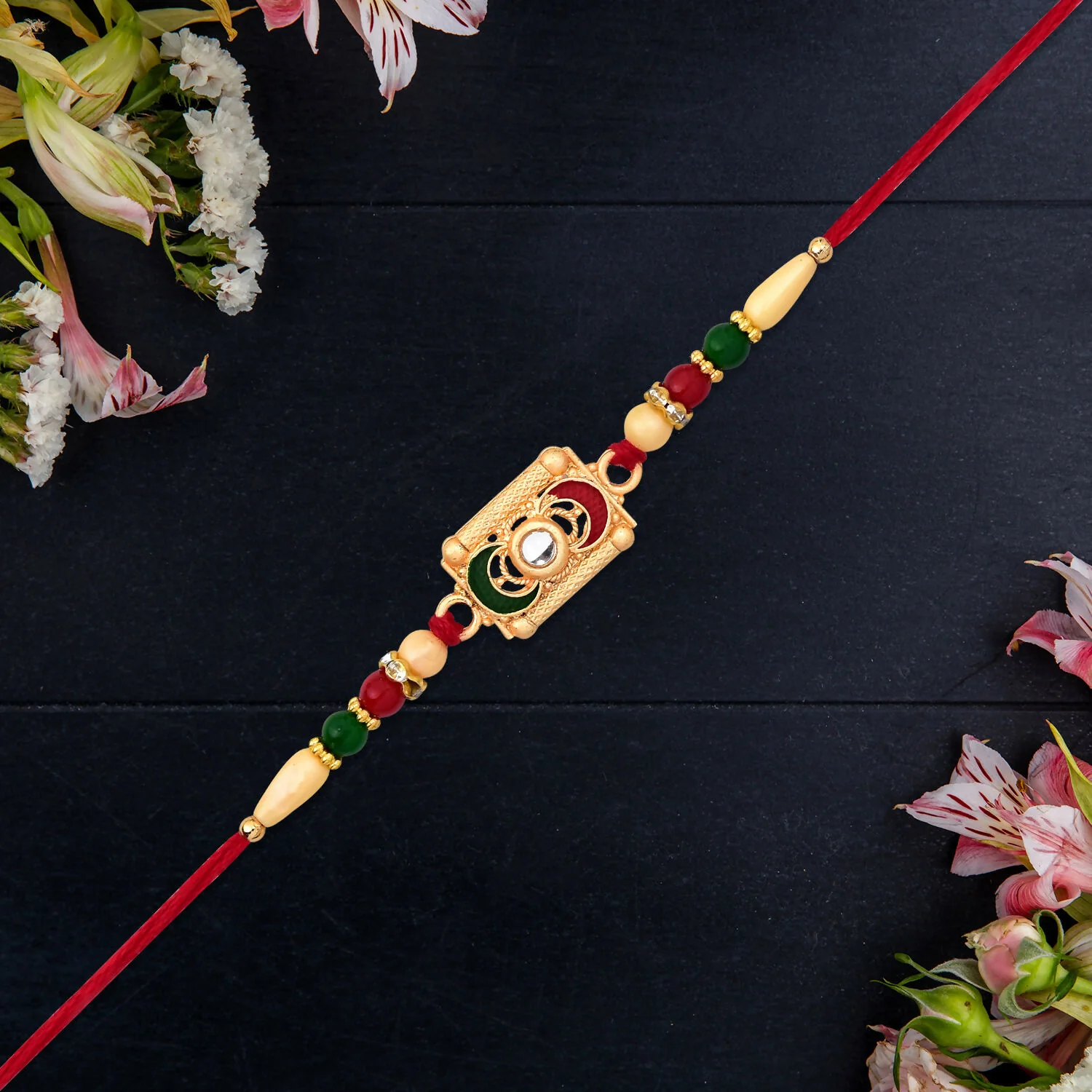 Traditional Meenakari Rakhi – Vibrant festive sibling gift - Image 3