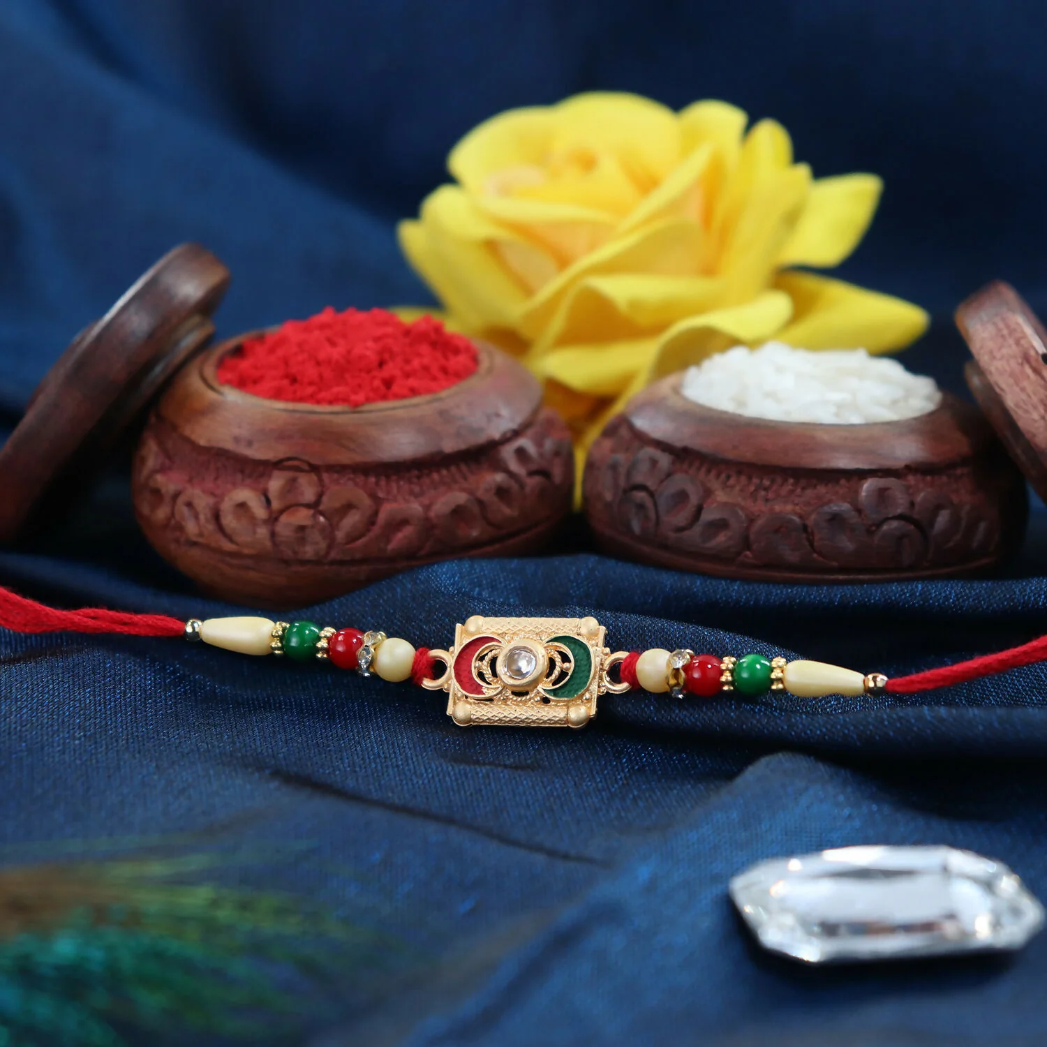 Traditional Meenakari Rakhi – Vibrant festive sibling gift - Image 4