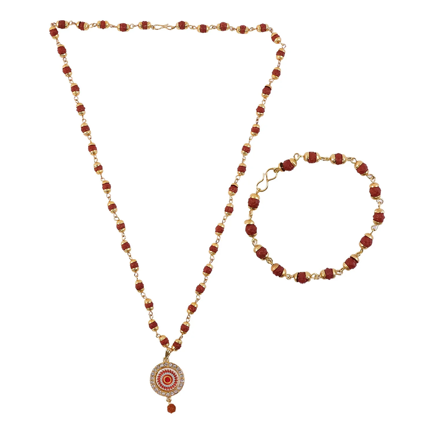 Rudraksha Pendant Set – Traditional Gold Beaded Jewelry for Daily Wear - Image 5
