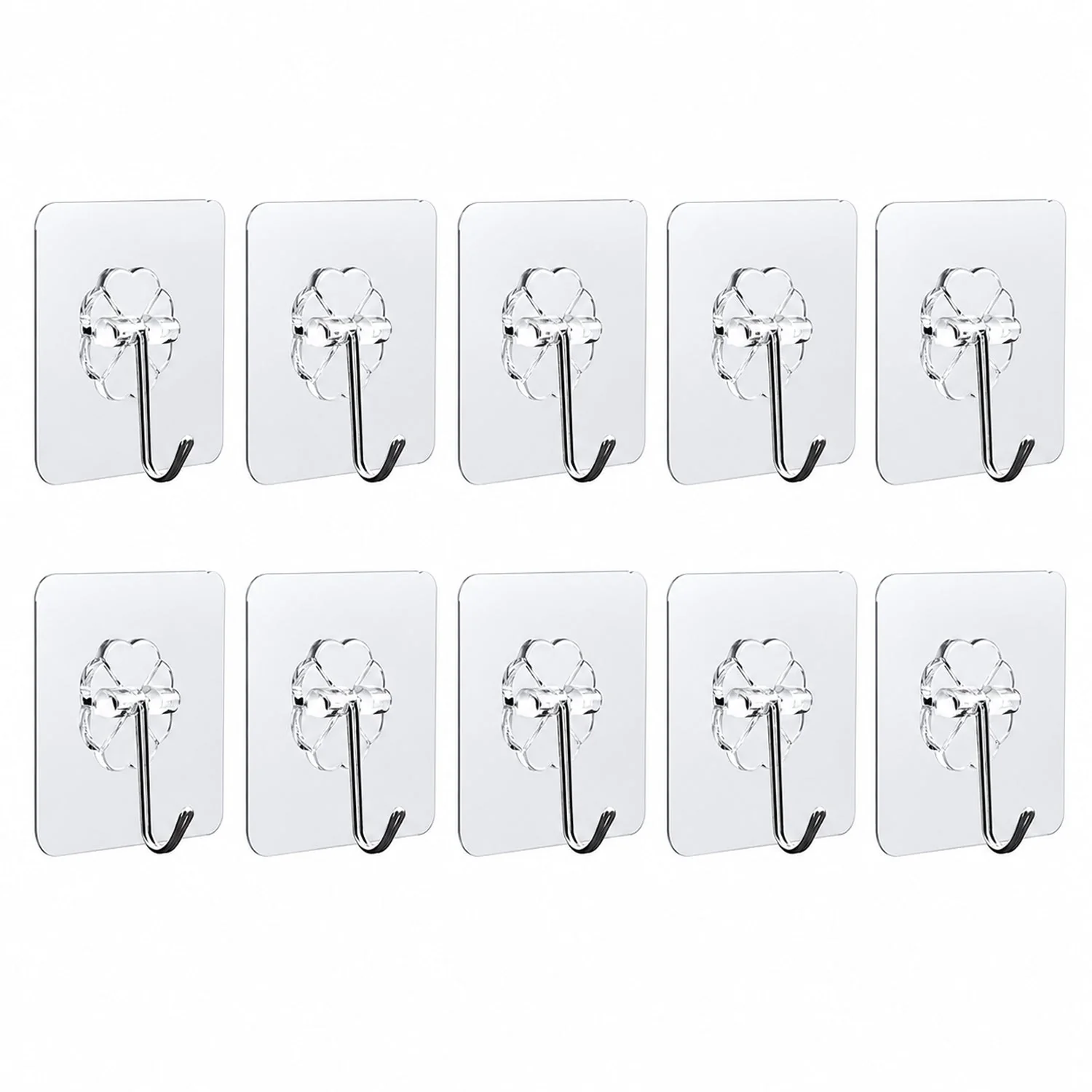 Strong Transparent Adhesive Wall Hooks – 10 Pc Set for Home & Kitchen - Image 5