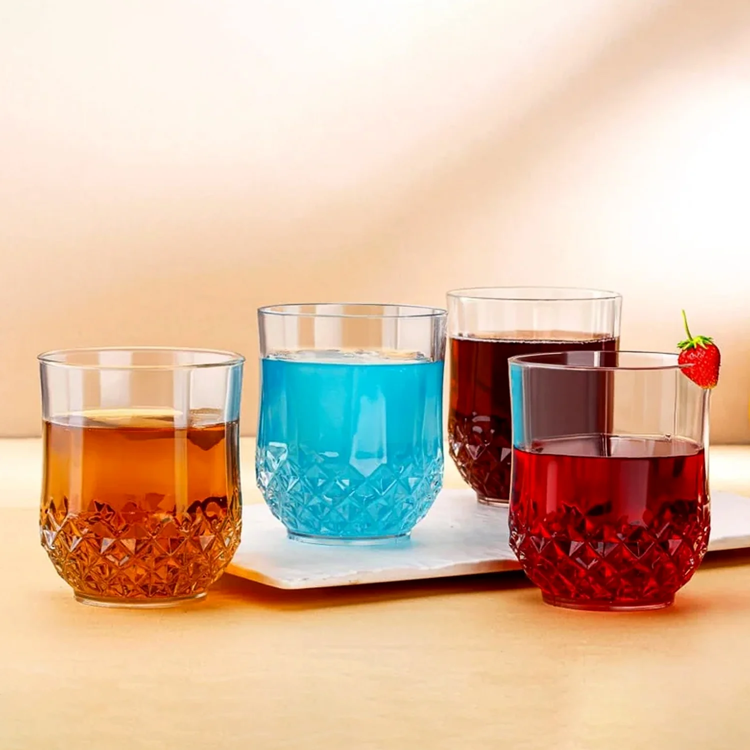 Diamond-Pattern Drinking Glass Set – Elegant 6-Piece Tumbler Set - Image 4