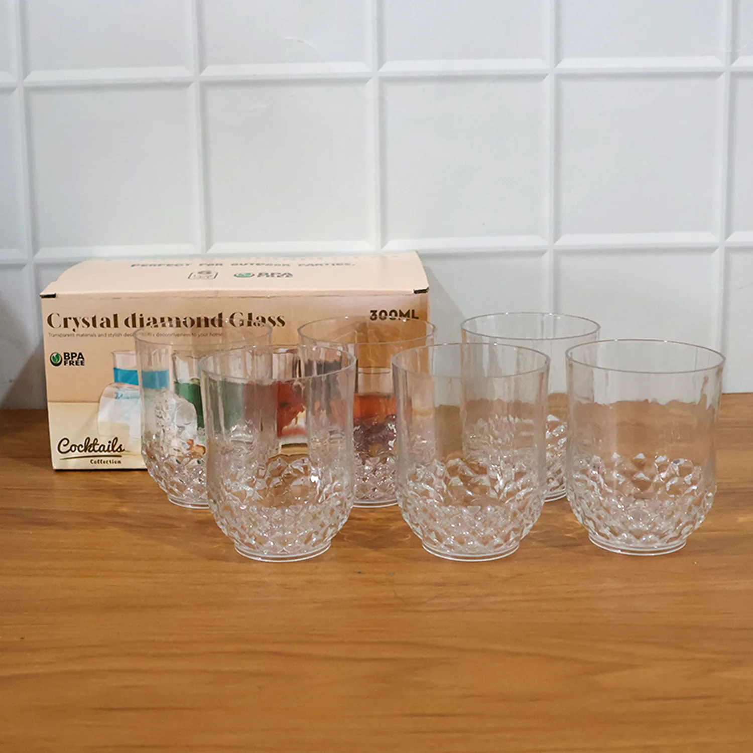 Diamond-Pattern Drinking Glass Set – Elegant 6-Piece Tumbler Set - Image 8