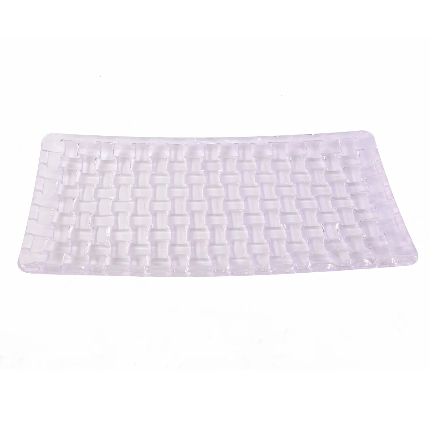 Transparent Glass Serving Tray 11 Inch Rectangular Basketweave Platter (1 Pc) - Image 5