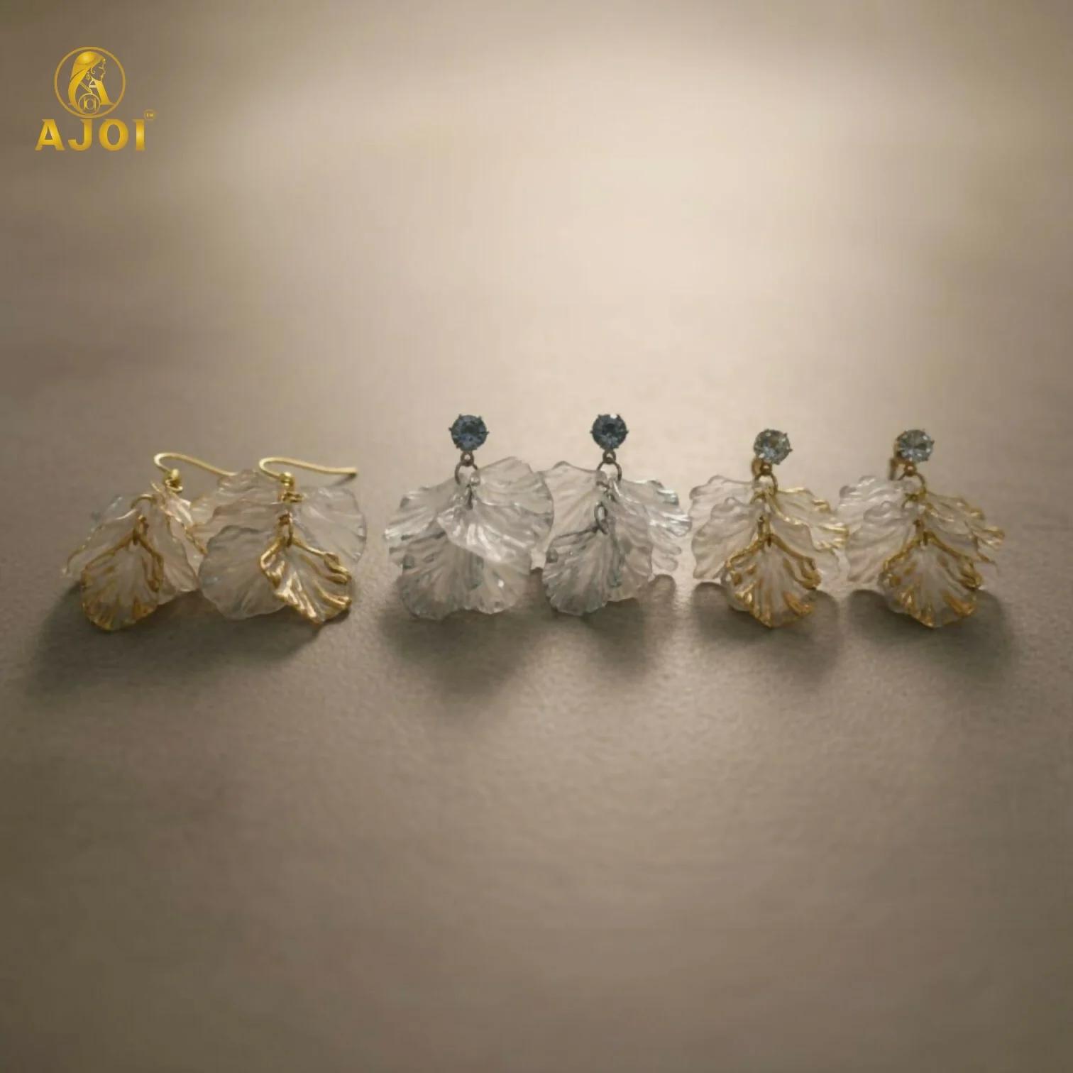 Transparent Leaf Drop Earrings Set – Elegant 3-Pair Combo in Gold & Silver - Image 3
