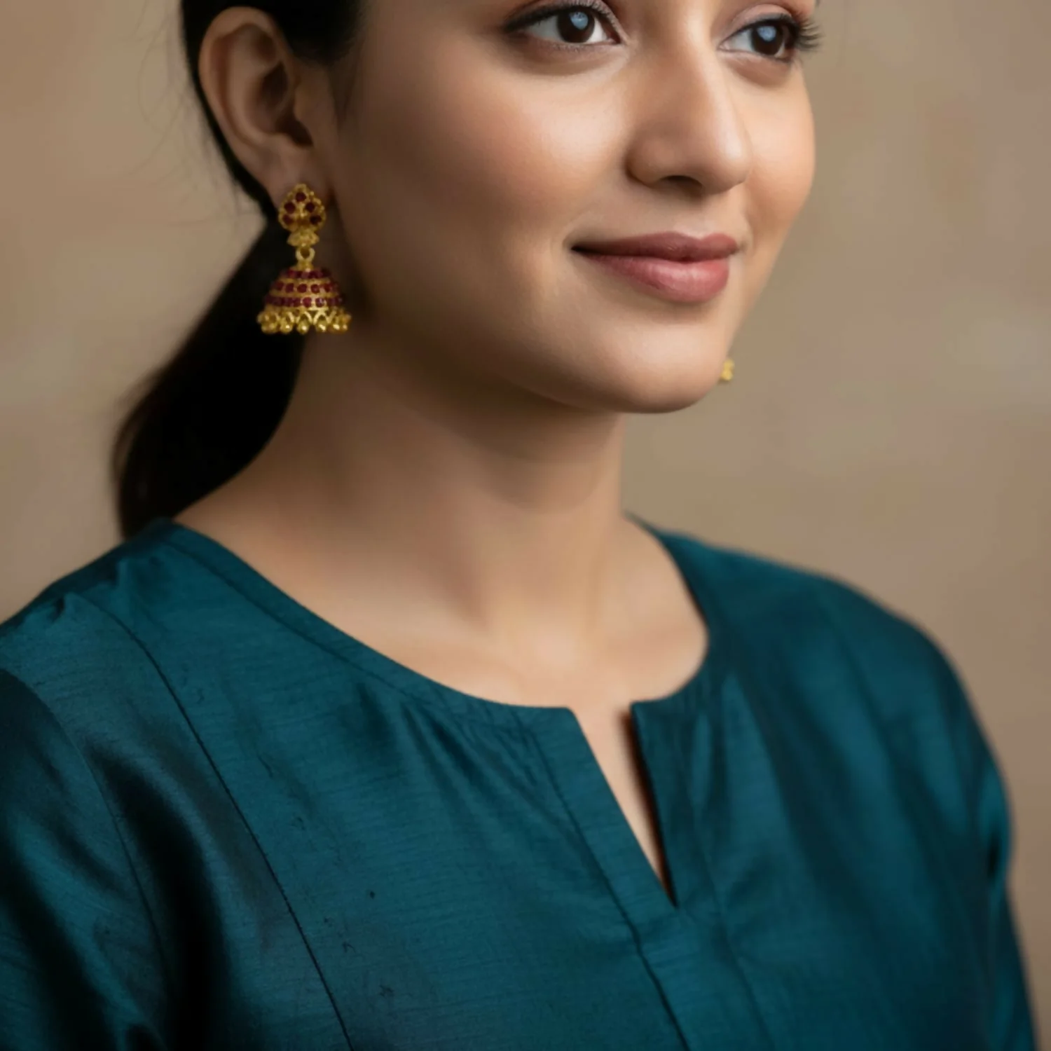 Gold Plated Jhumki Earrings – Elegant Party & Function Wear - Image 2