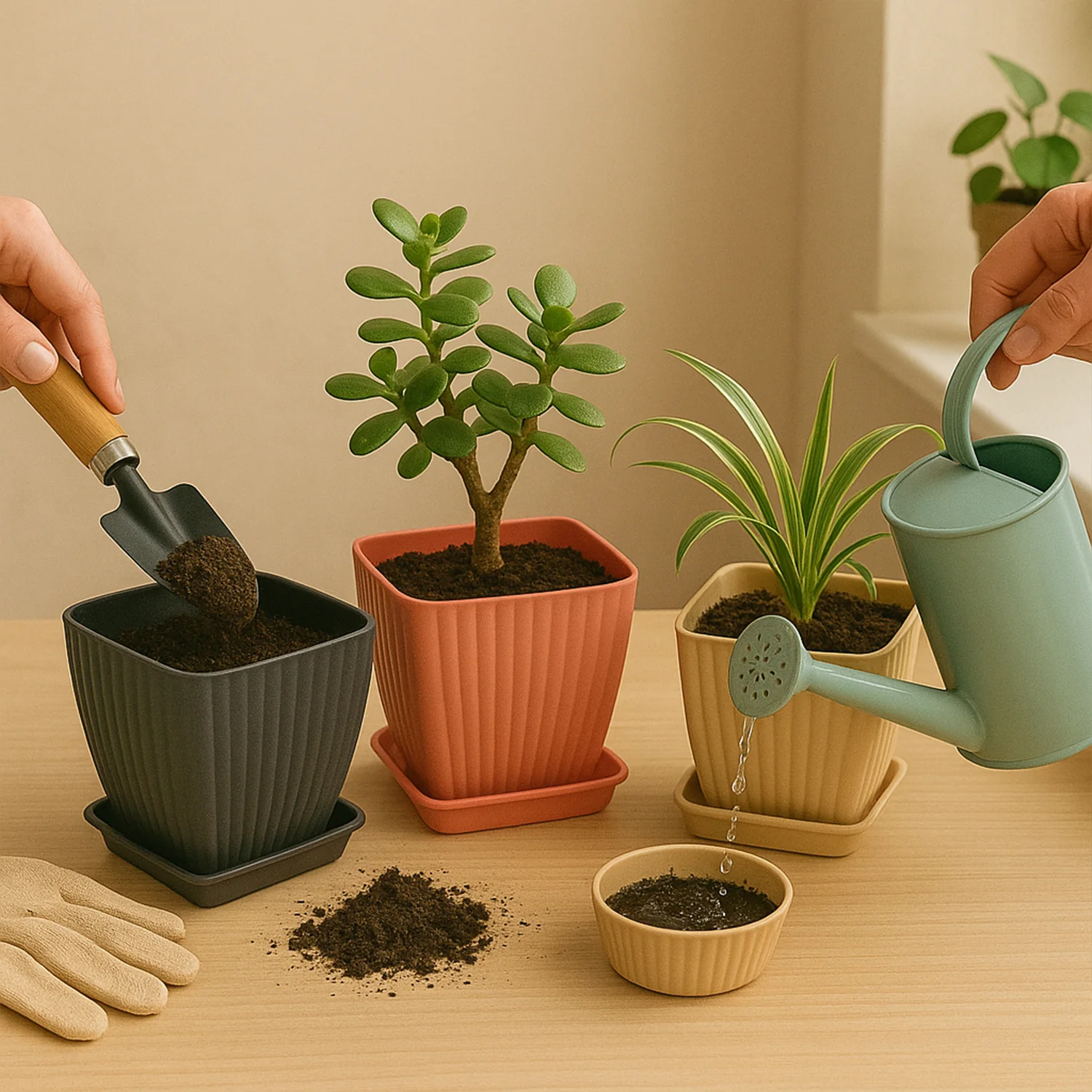 Square Plastic Flower Pots Set of 5 – Durable Lightweight Planters - Image 8