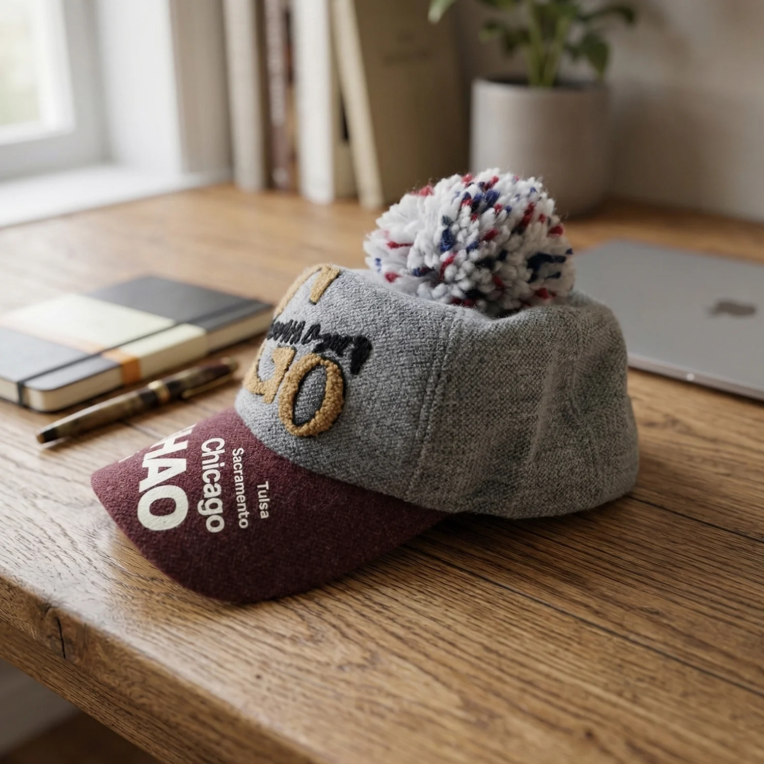 Women's Winter Woolen Baseball Cap – Cozy Pom Pom & Sun Protection - Image 5