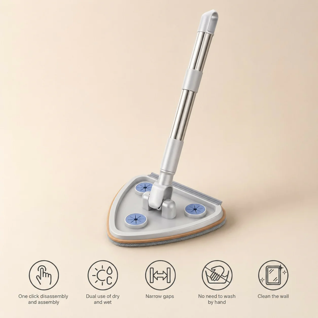 Triangular Microfiber Cleaning Mop for Glass, Walls & Floor Corners - Image 3