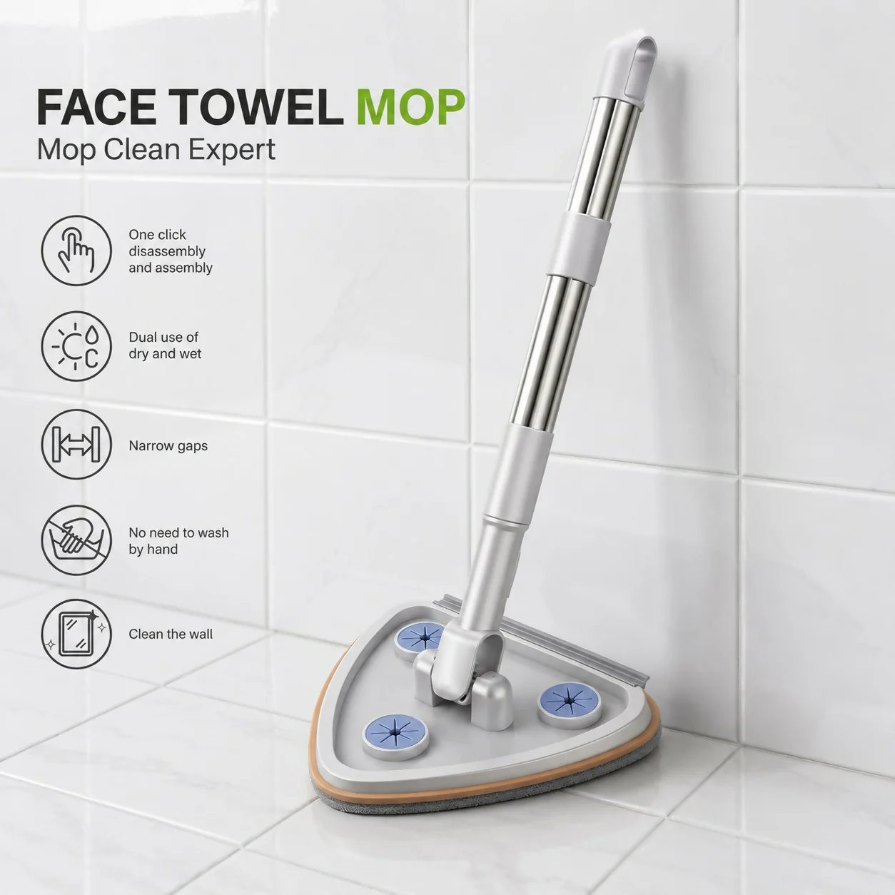 Triangular Microfiber Cleaning Mop for Glass, Walls & Floor Corners - Image 4