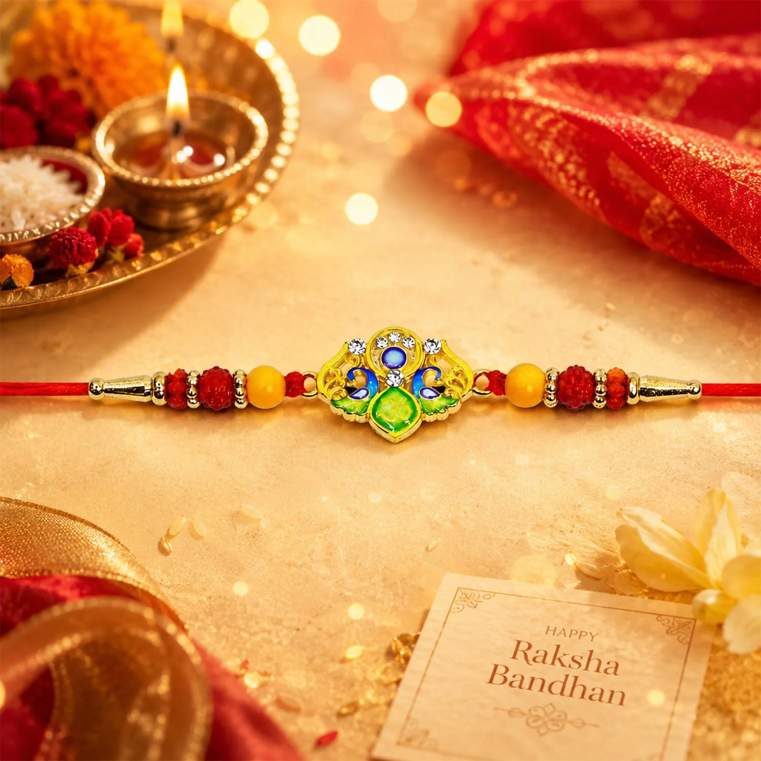 Trishul Rakhi Combo - Raksha Bandhan Gift with Choco Almonds 96gm, Pack of 5 | Rakhi Gift - Image 13