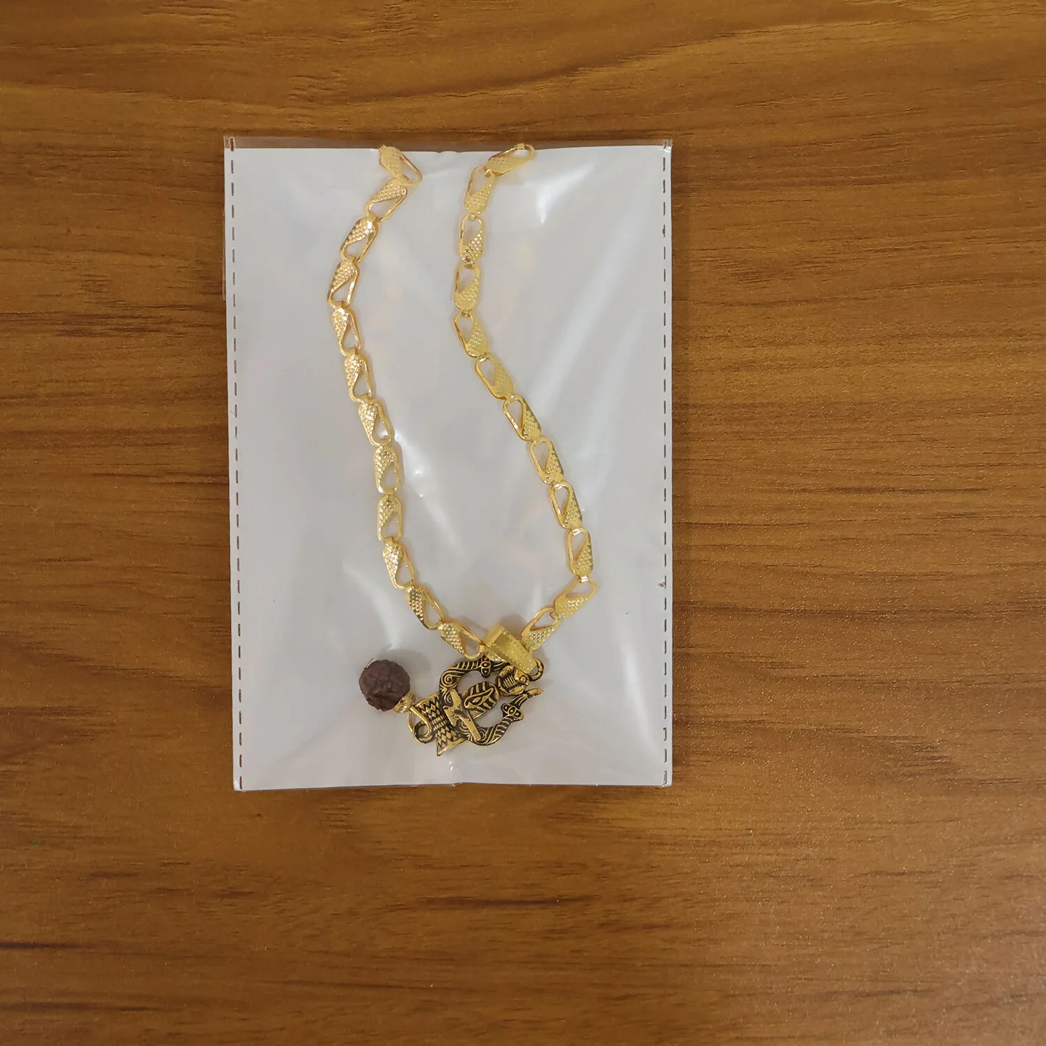 Trishul Shivling Pendant Necklace – Gold Plated with Rudraksha Drop - Image 6