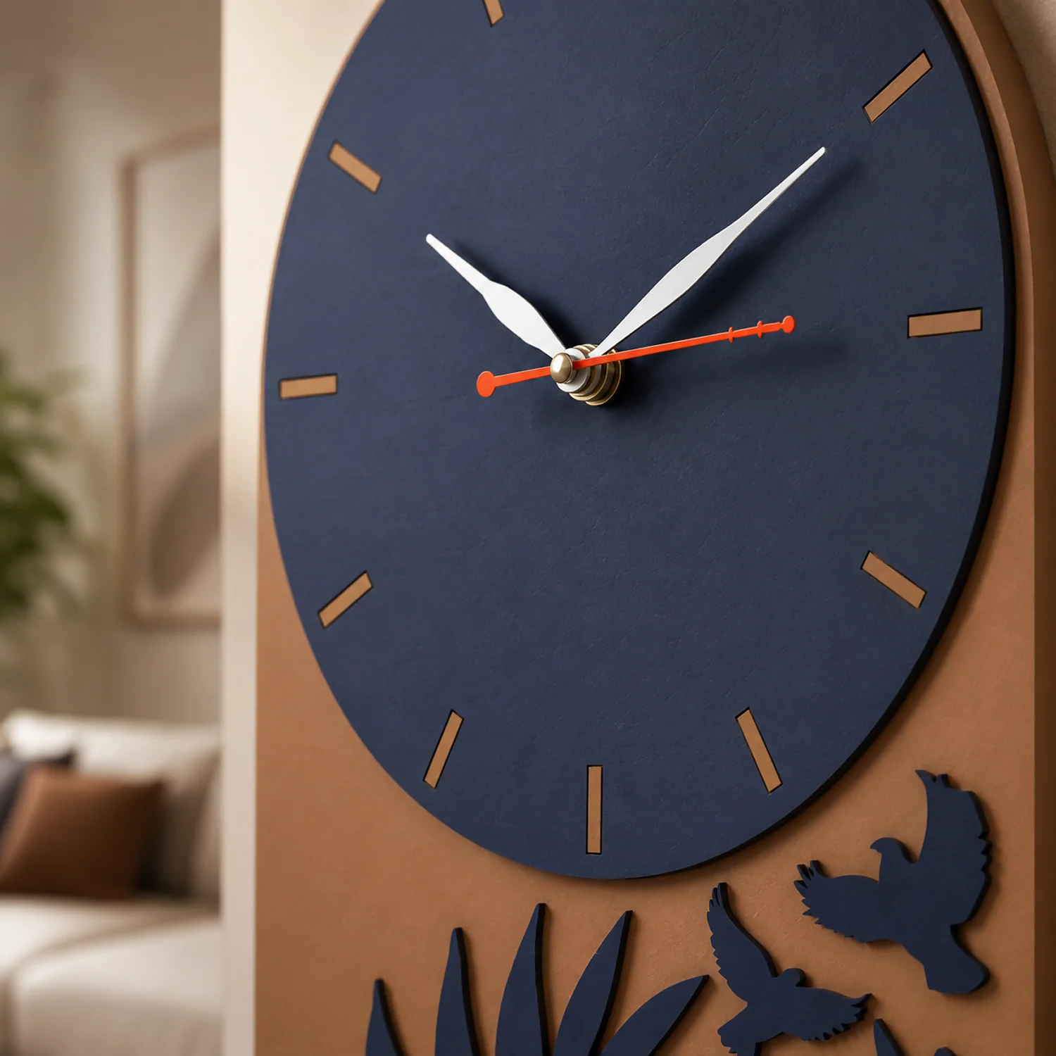 Tropical Leaf Bird Designer Layered MDF Wall Clock Modern Luxury Home - Image 5