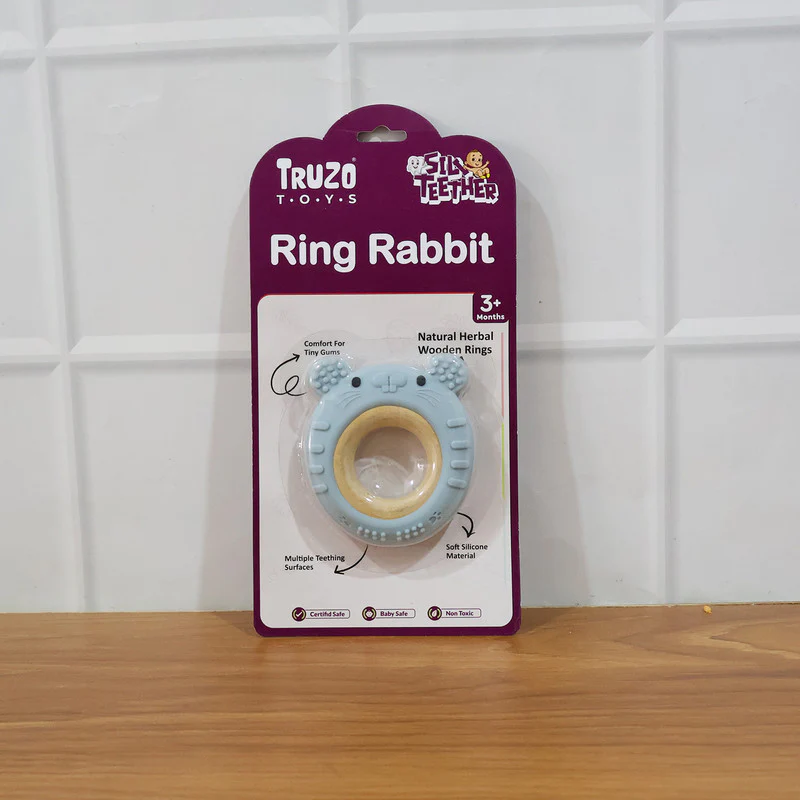 Baby Teether Ring Rabbit – Soft Silicone & Wooden Comfort - Image 6