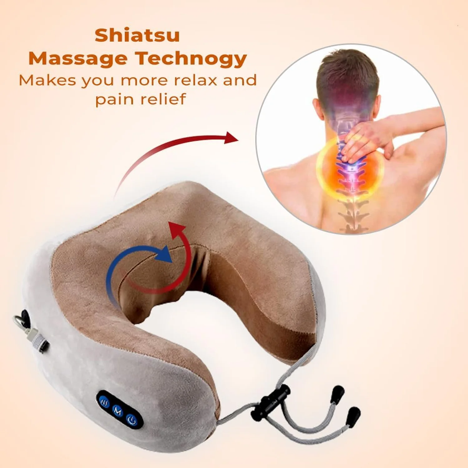 U-Shaped Electric Neck Massage Pillow – Cordless & Rechargeable - Image 5