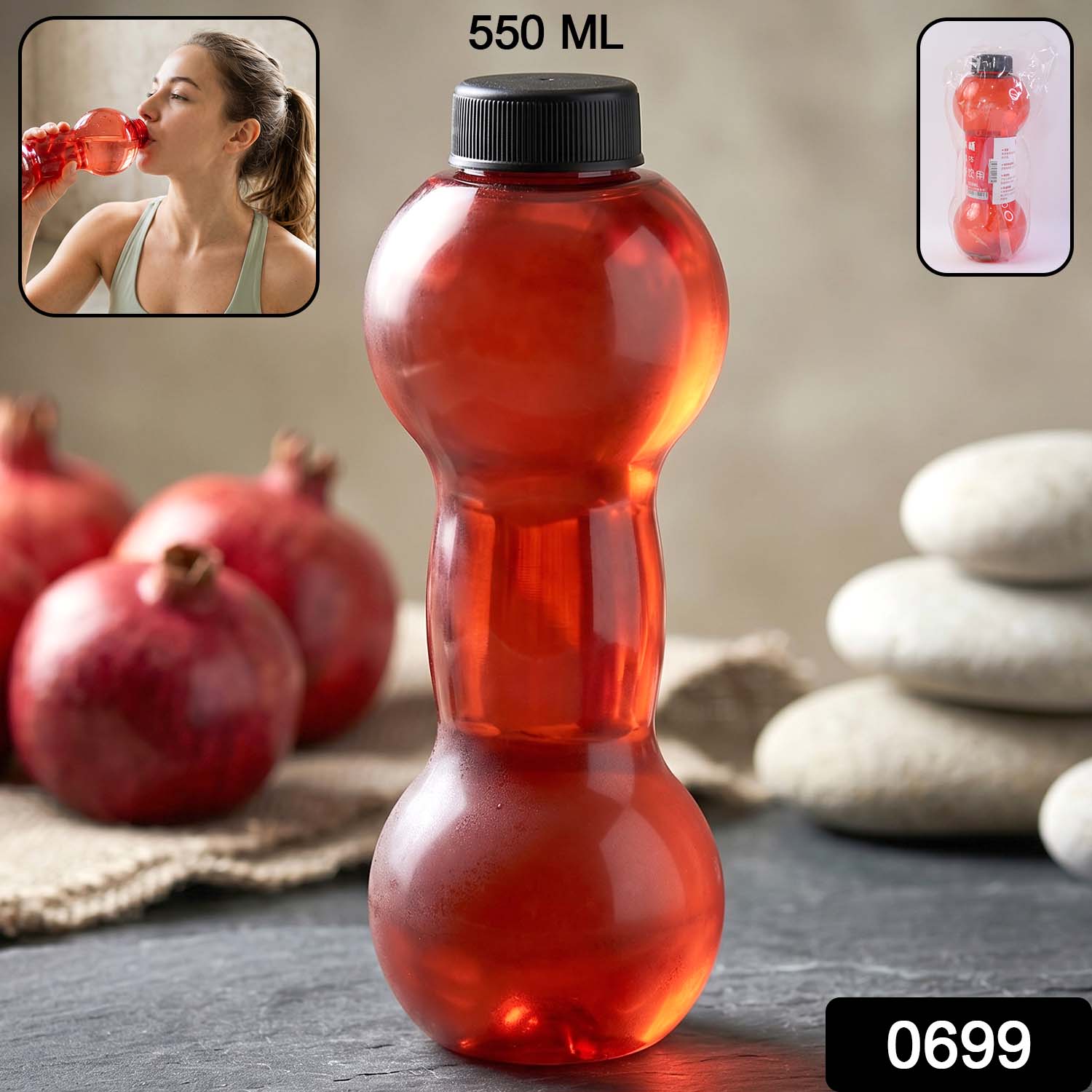 Dumbbell Shaped Water Bottle 550ML – Durable & Leak-Proof - Image 2