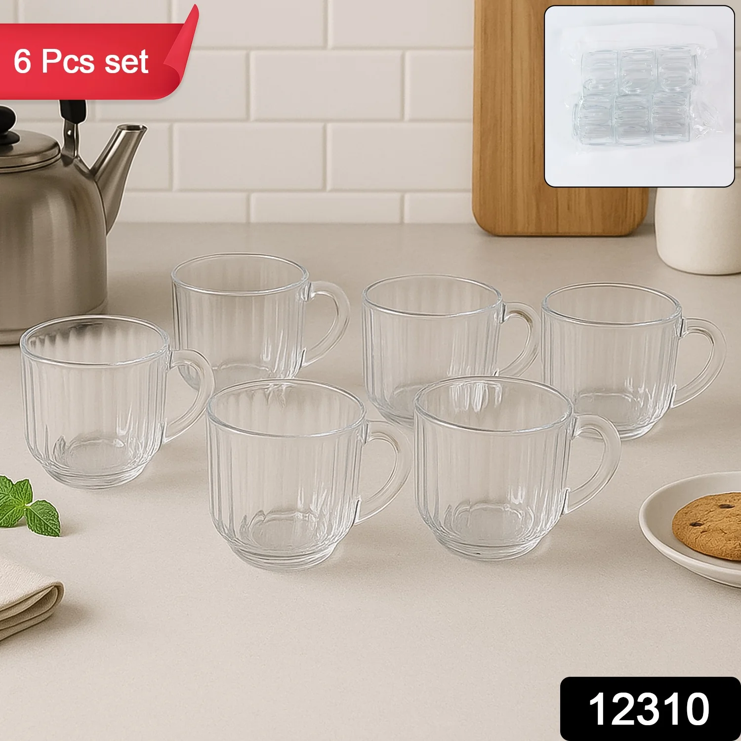 Transparent Plastic Tea Cups Set of 6 – Unbreakable & Lightweight - Image 2