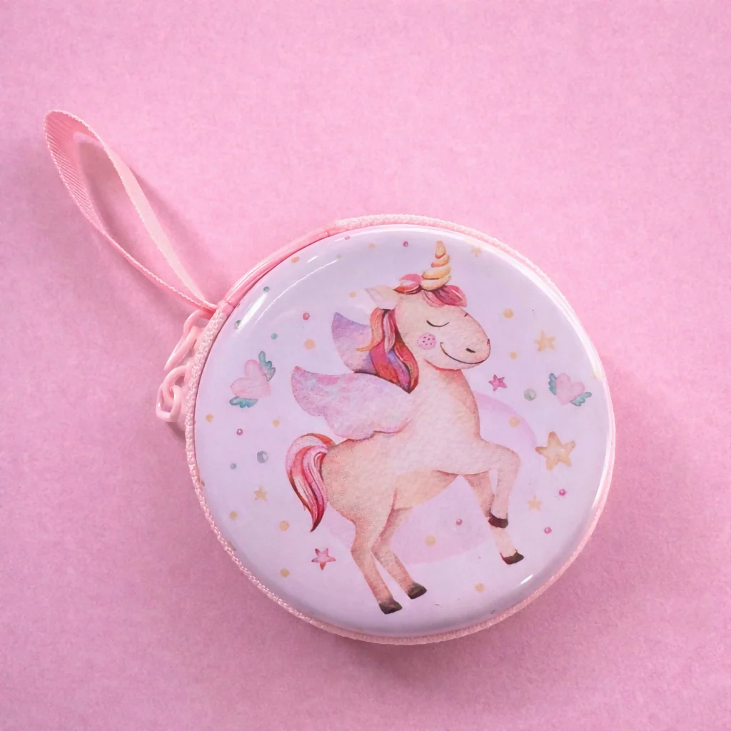 Unicorn Coin Pouch – Cute Round Zipper Wallet for Kids - Image 2
