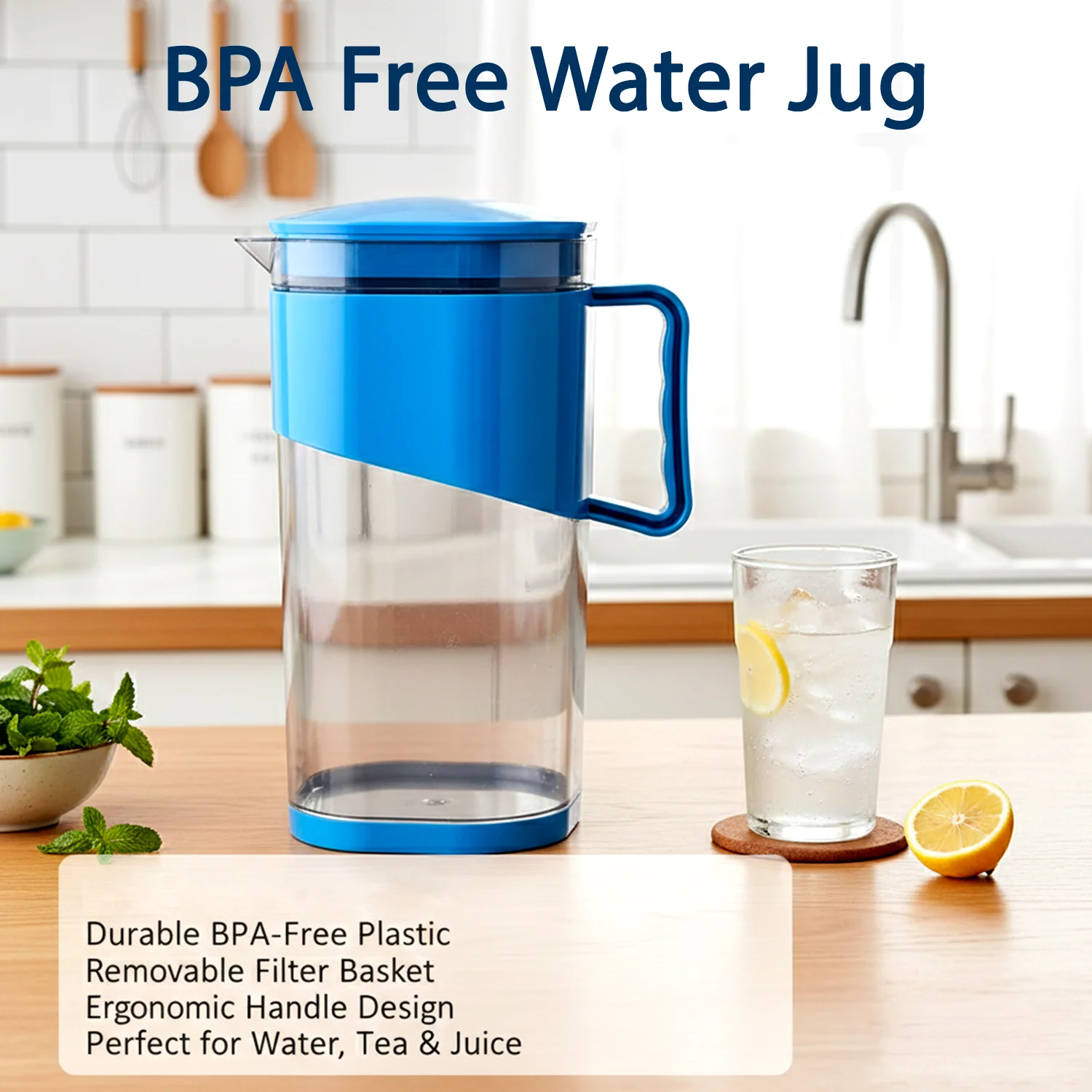 Plastic Water Jug 1.8 Litre – BPA-Free with Lid & Handle - Image 4