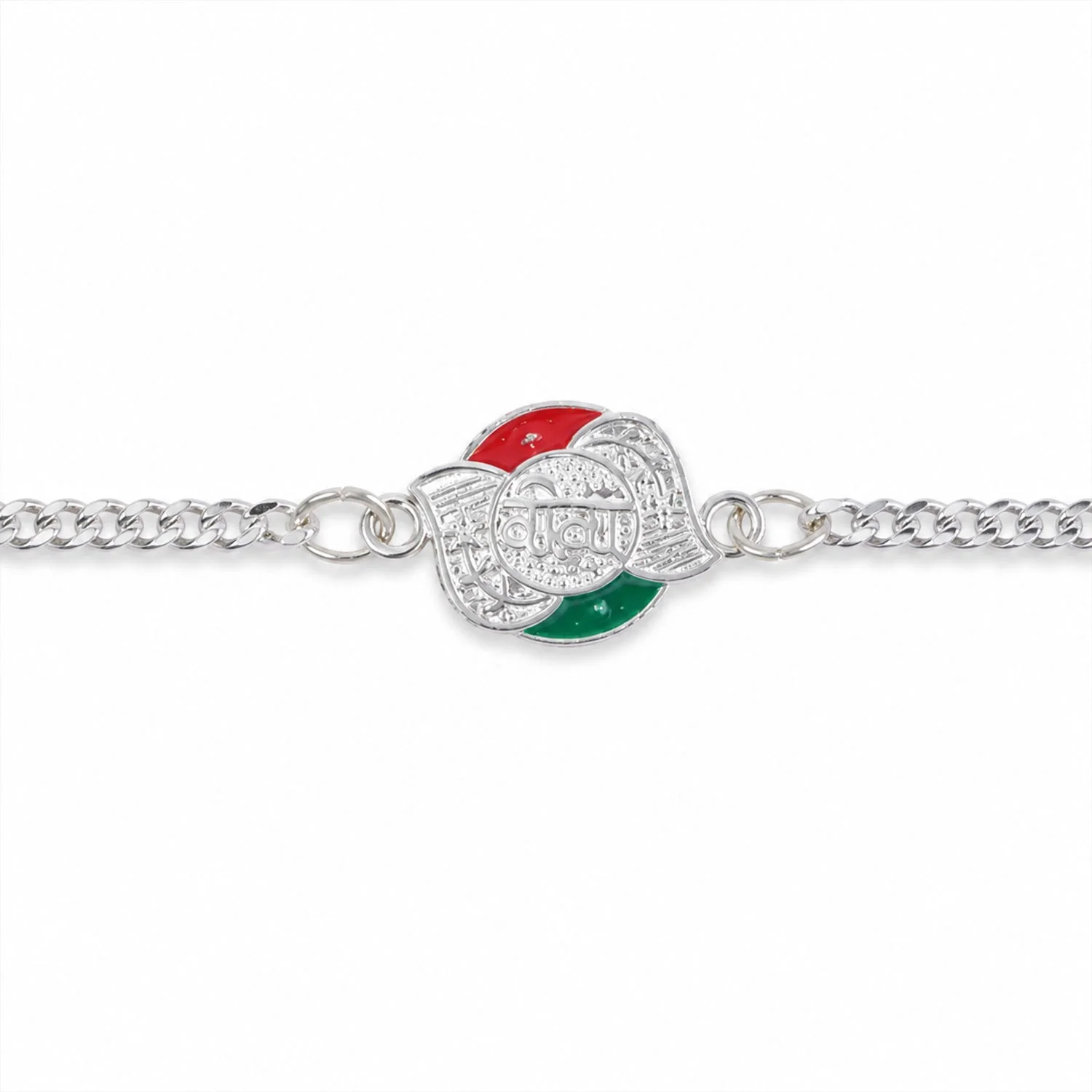 Veera Meenakari Enamel Stone Studded Designer Chain Rakhi for Brother - Image 5