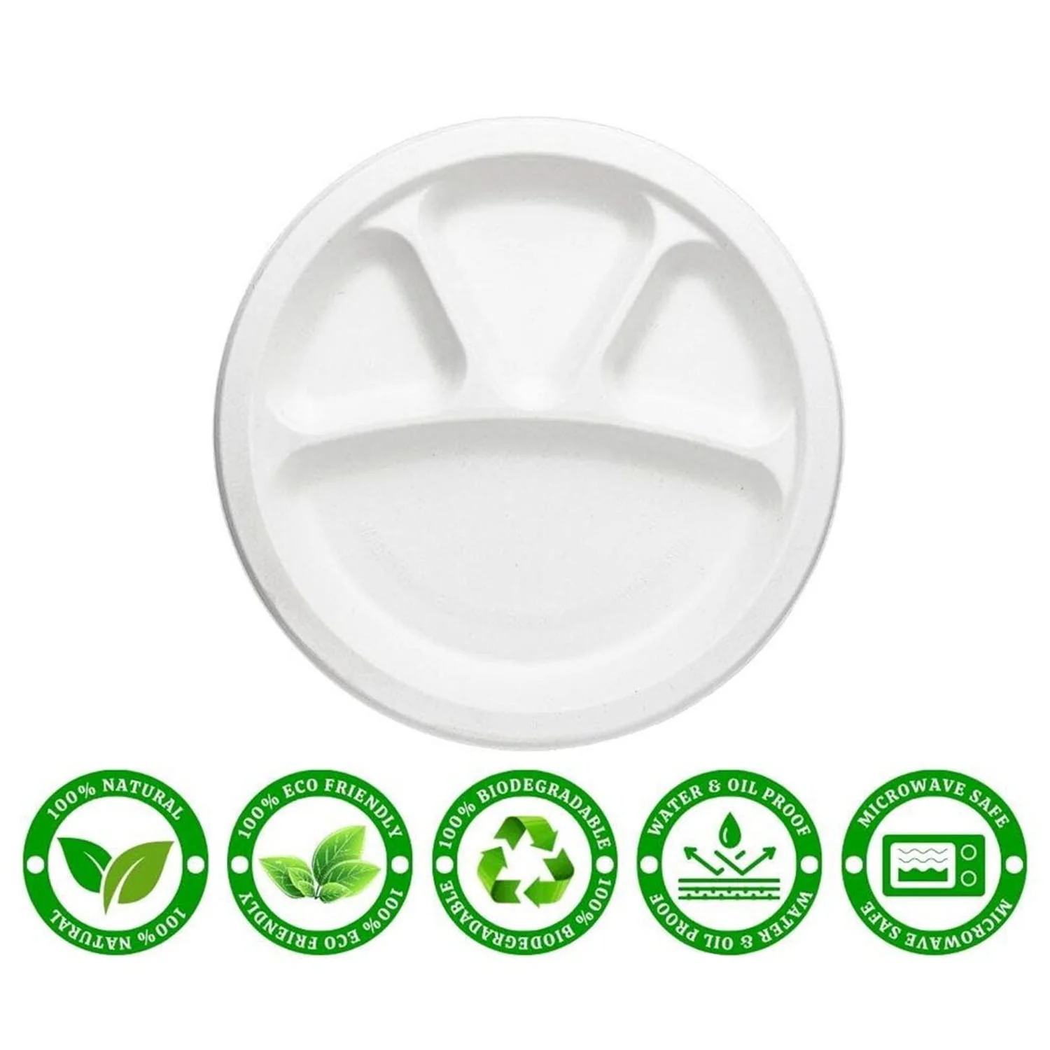 4 Compartment Disposable Food Serving Plate – Set of 10 - Image 8