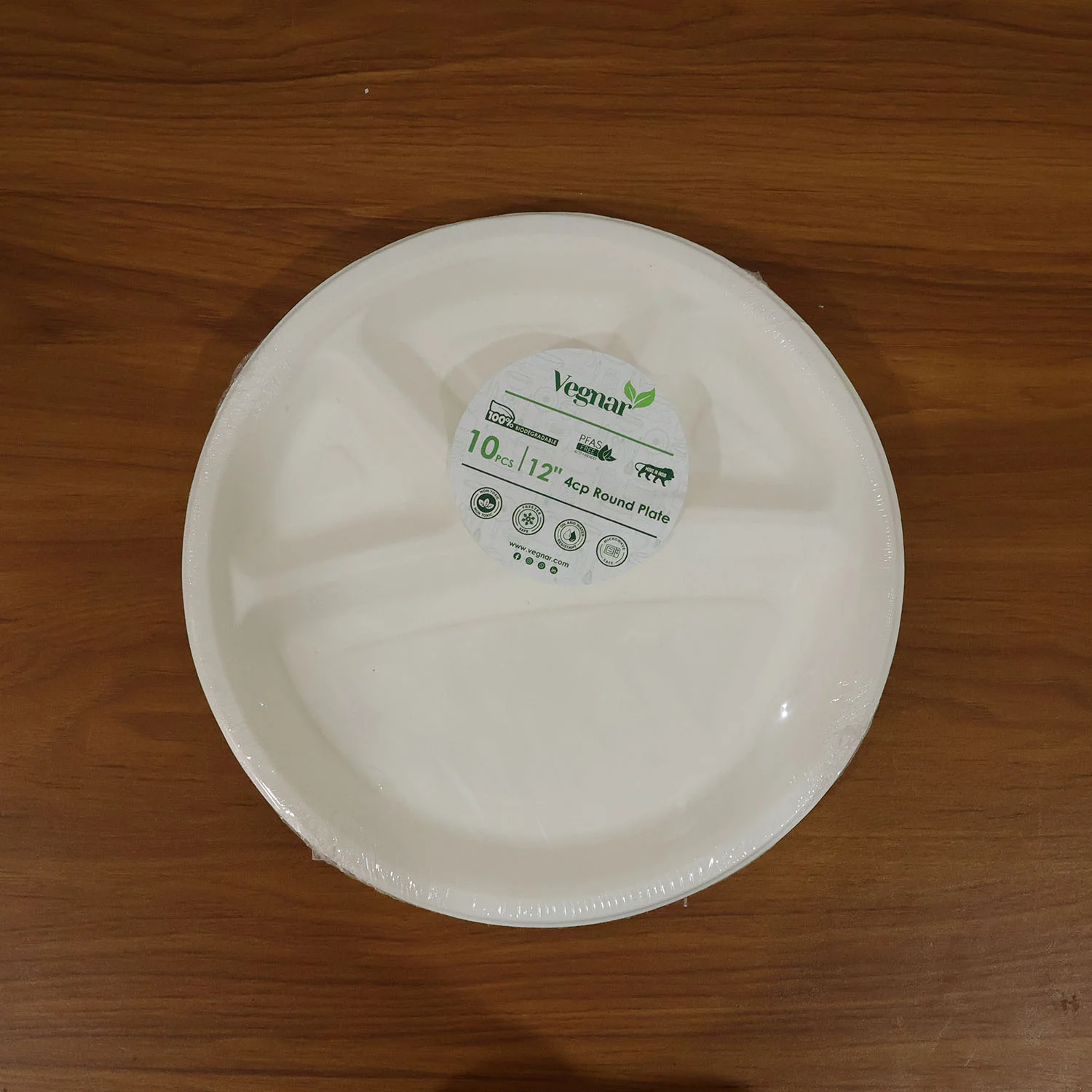 4 Compartment Disposable Food Serving Plate – Set of 10 - Image 9