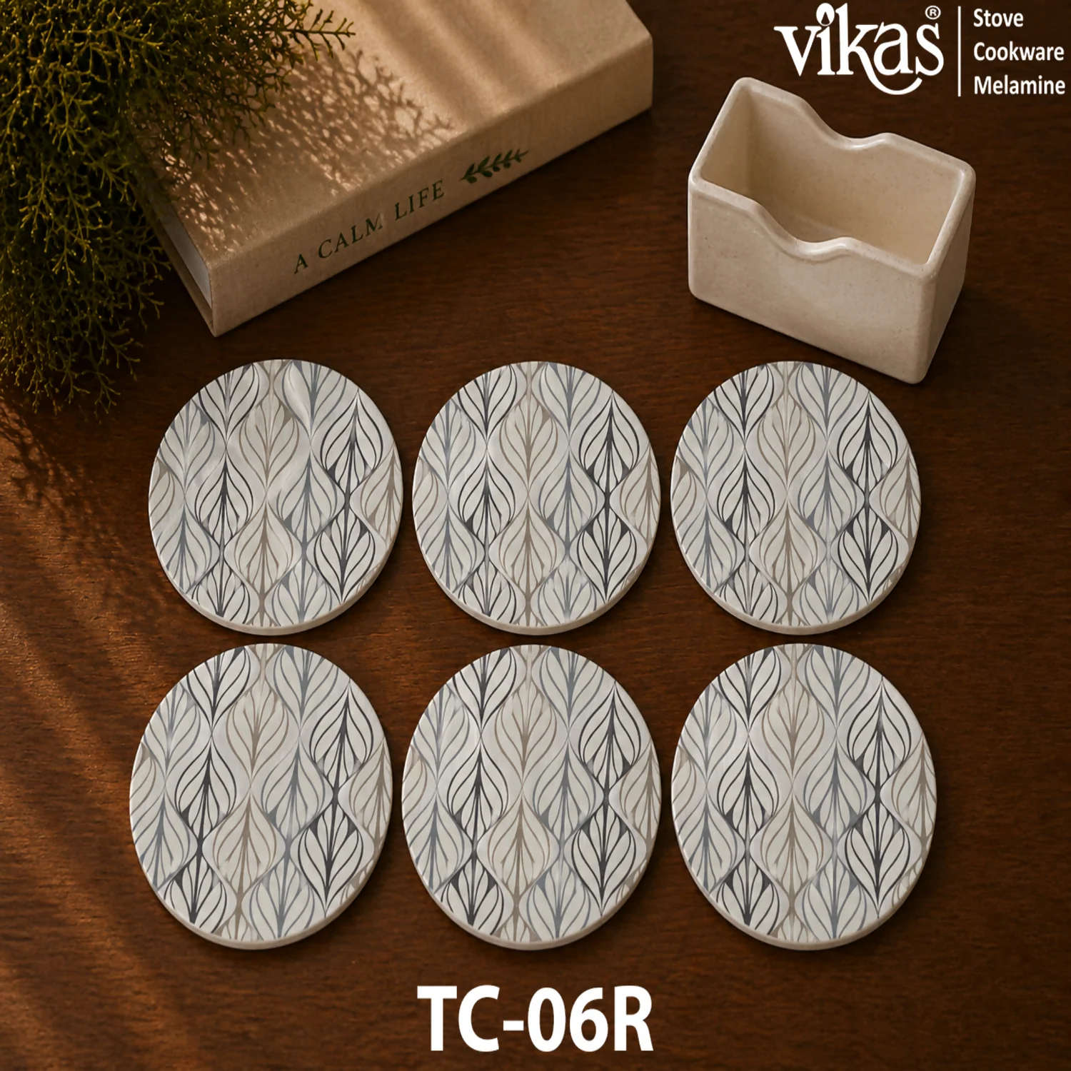 Melamine Tea Coasters – Stain & Heat Resistant Set of 6 - Image 6
