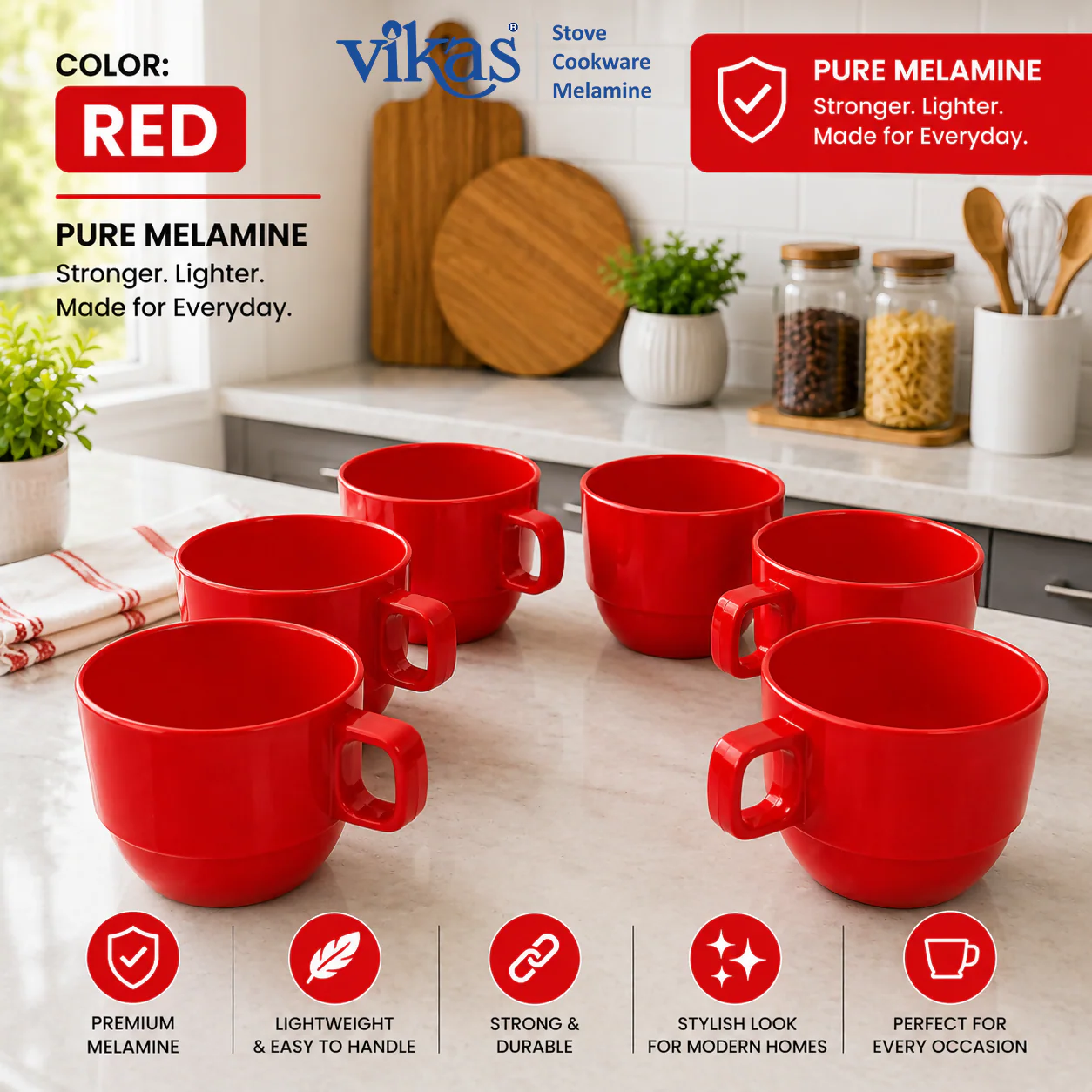 Vikas Melamine Tea Cup Set – Durable & Vibrant for Daily Use - Image 5
