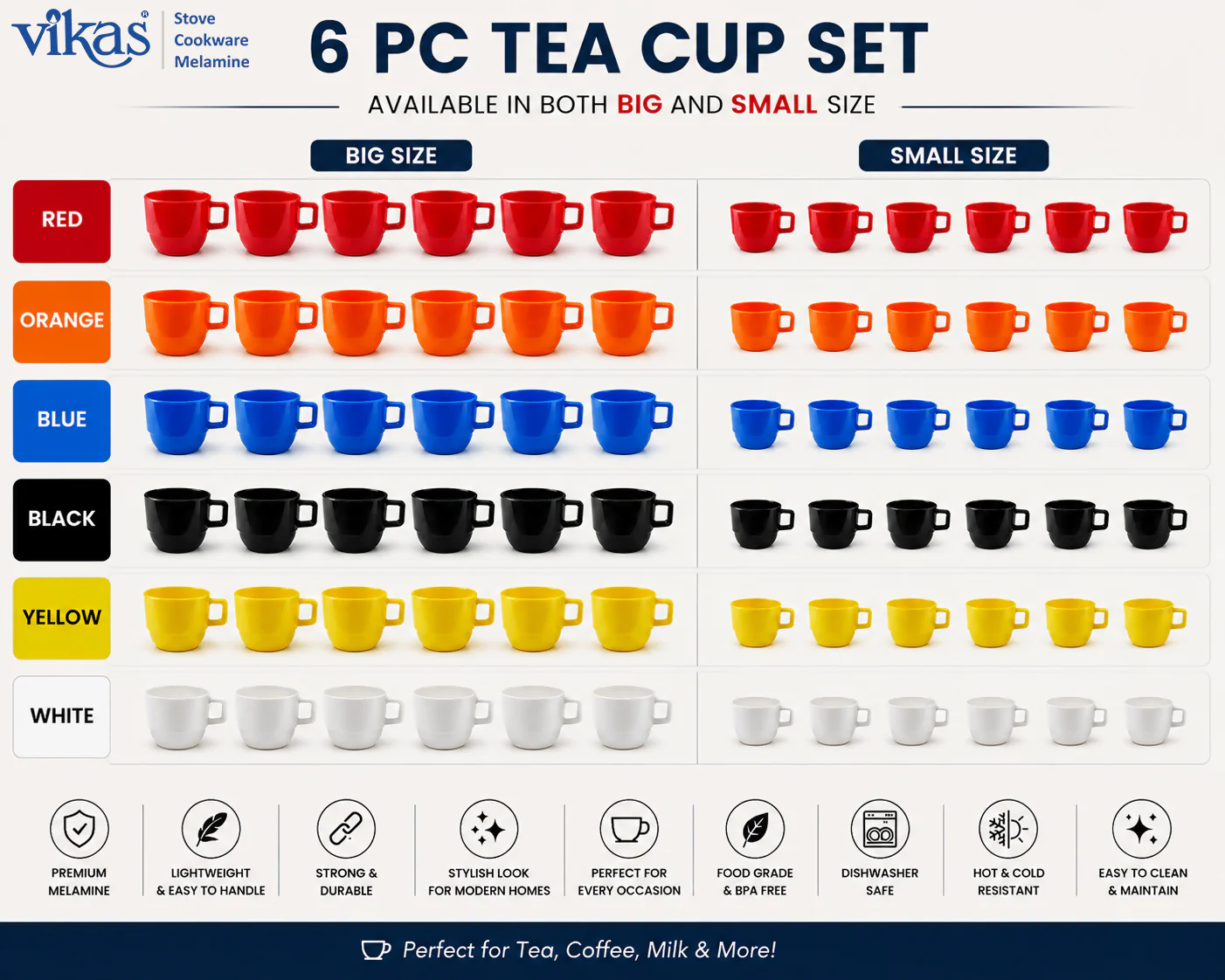 Vikas Melamine Tea Cup Set – Durable & Vibrant for Daily Use - Image 7
