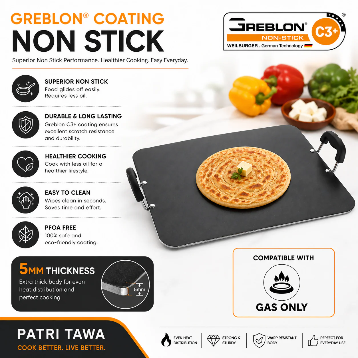 Vikas Patri Tawa – 5mm Thick Non-Stick for Versatile Cooking - Image 2