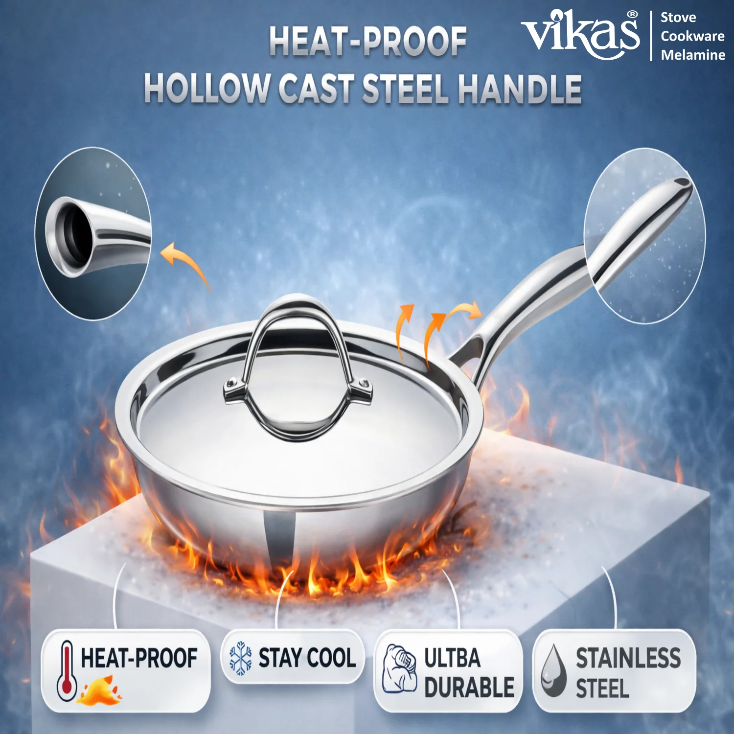 Stainless Steel Frypan – Heavy Duty, Even-Heat Cooking - Image 6
